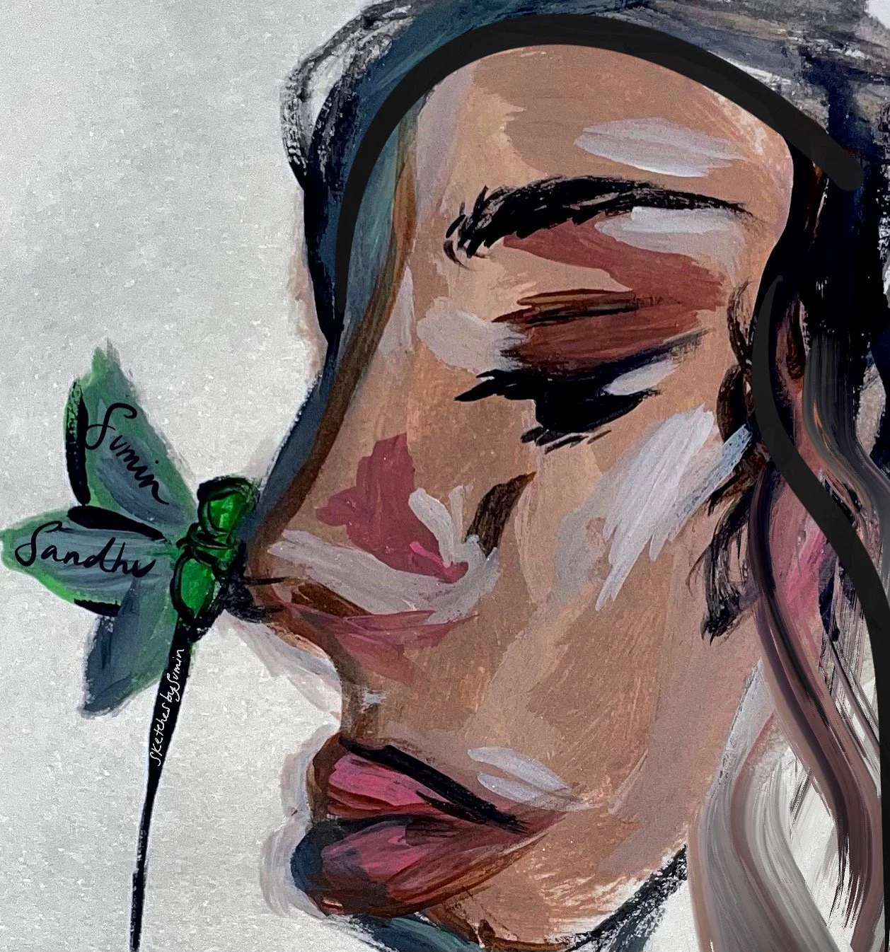 "Born With Wings" (2020) Acrylic On Paper, 10 x 10 Inches