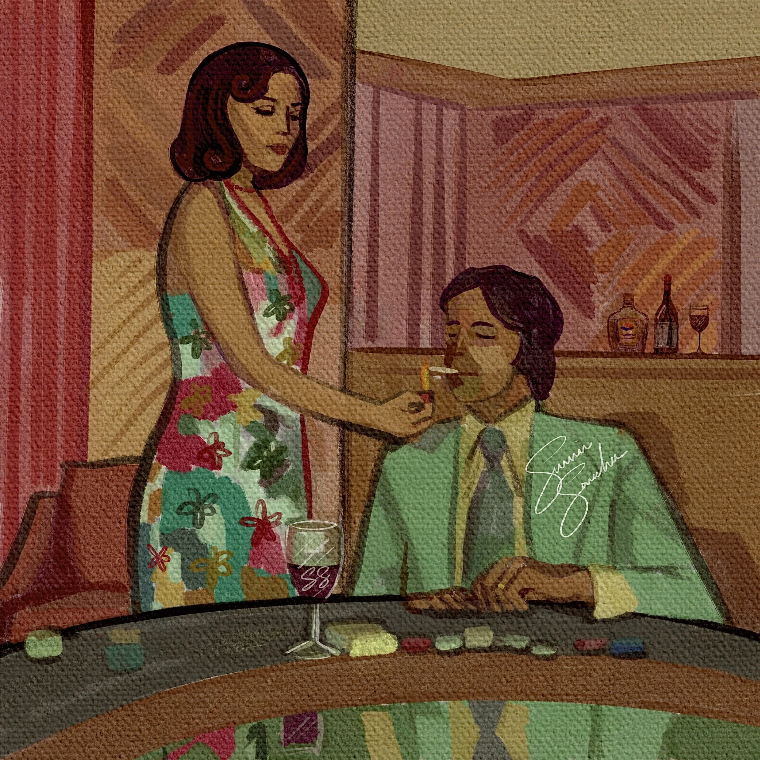 "Pick Your Poison" (2026) Pastel Composite On Digital, 10" x 10" Inches