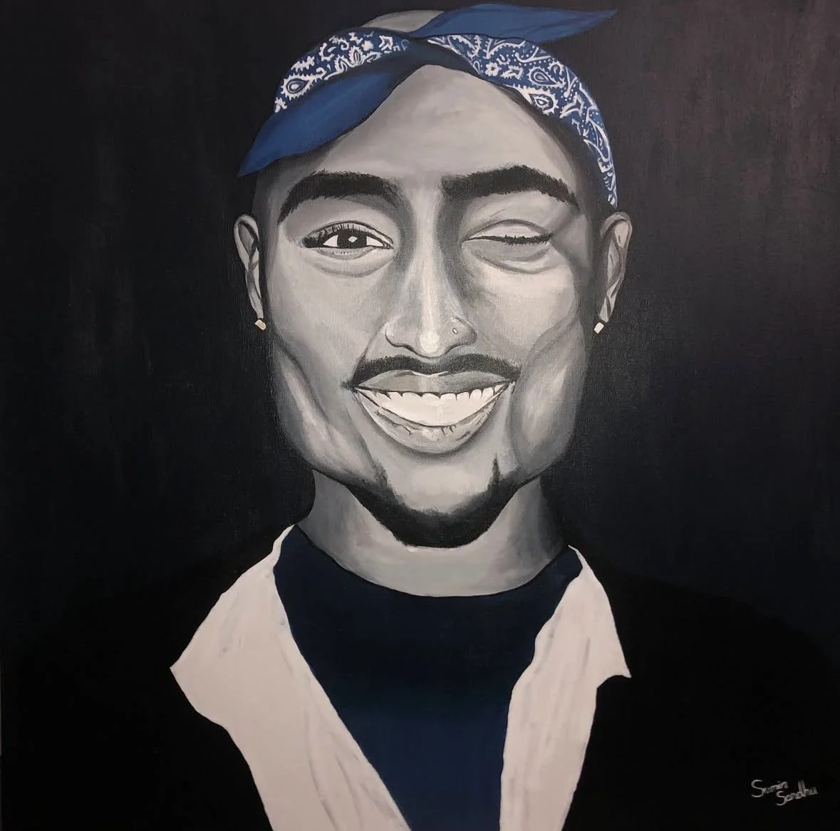 "Tupac" (2021), Acrylic On Canvas, 36" x 36" Inches