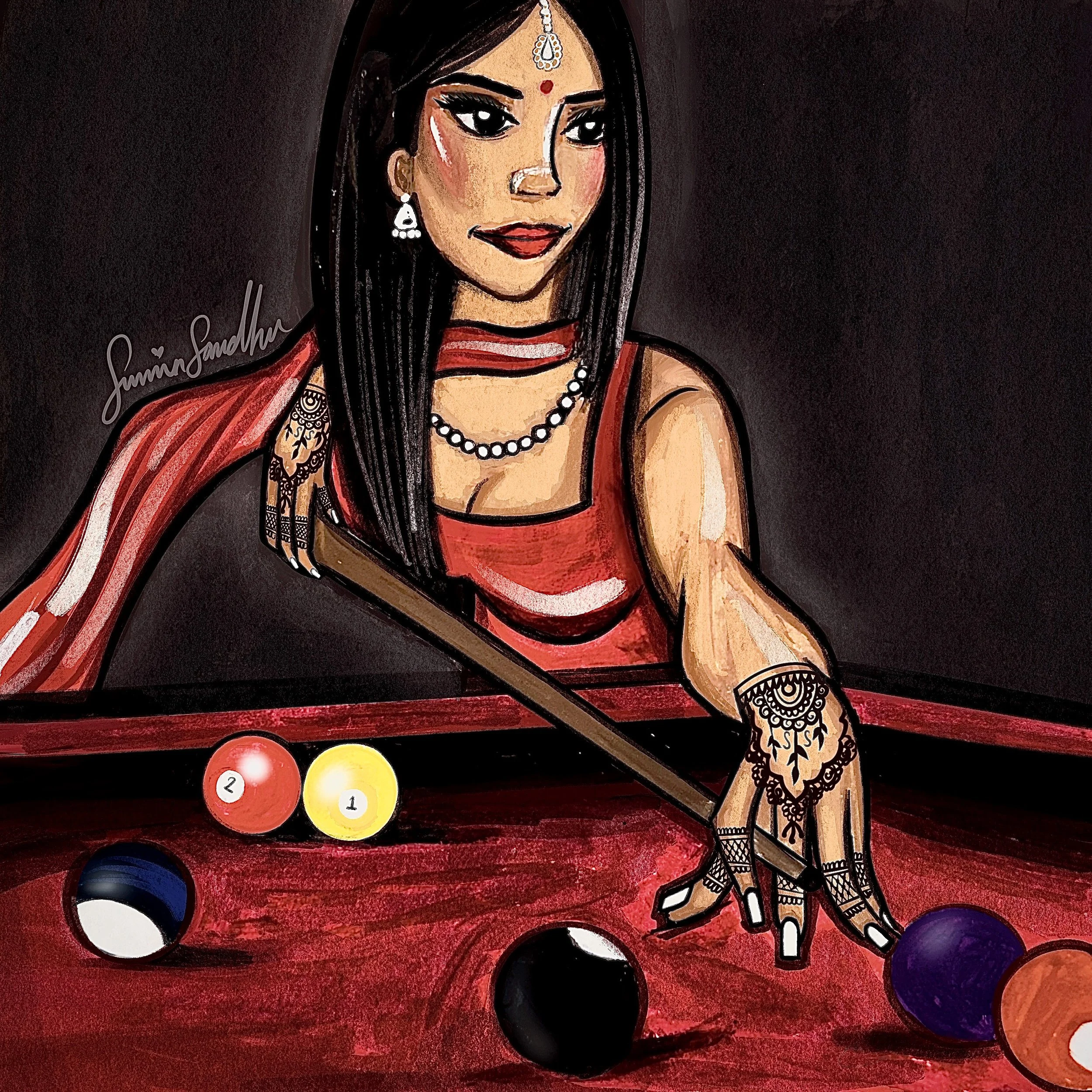"Let's Play A Game. Would You Rather Choose Love, Or Fame?" (2024) 
Acrylic & Digital Composite On Paper,  10" x 10" Inches