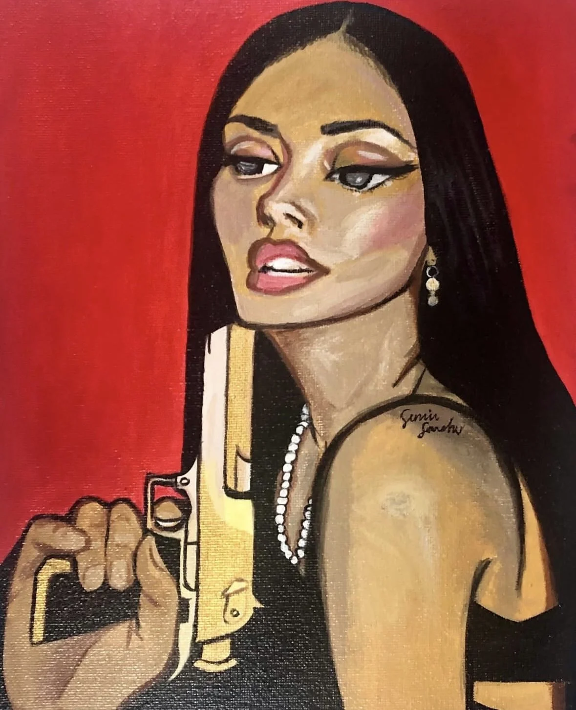"Pearls & Pistols" (2020)
Acrylic On Canvas, 8" x 10" Inches
