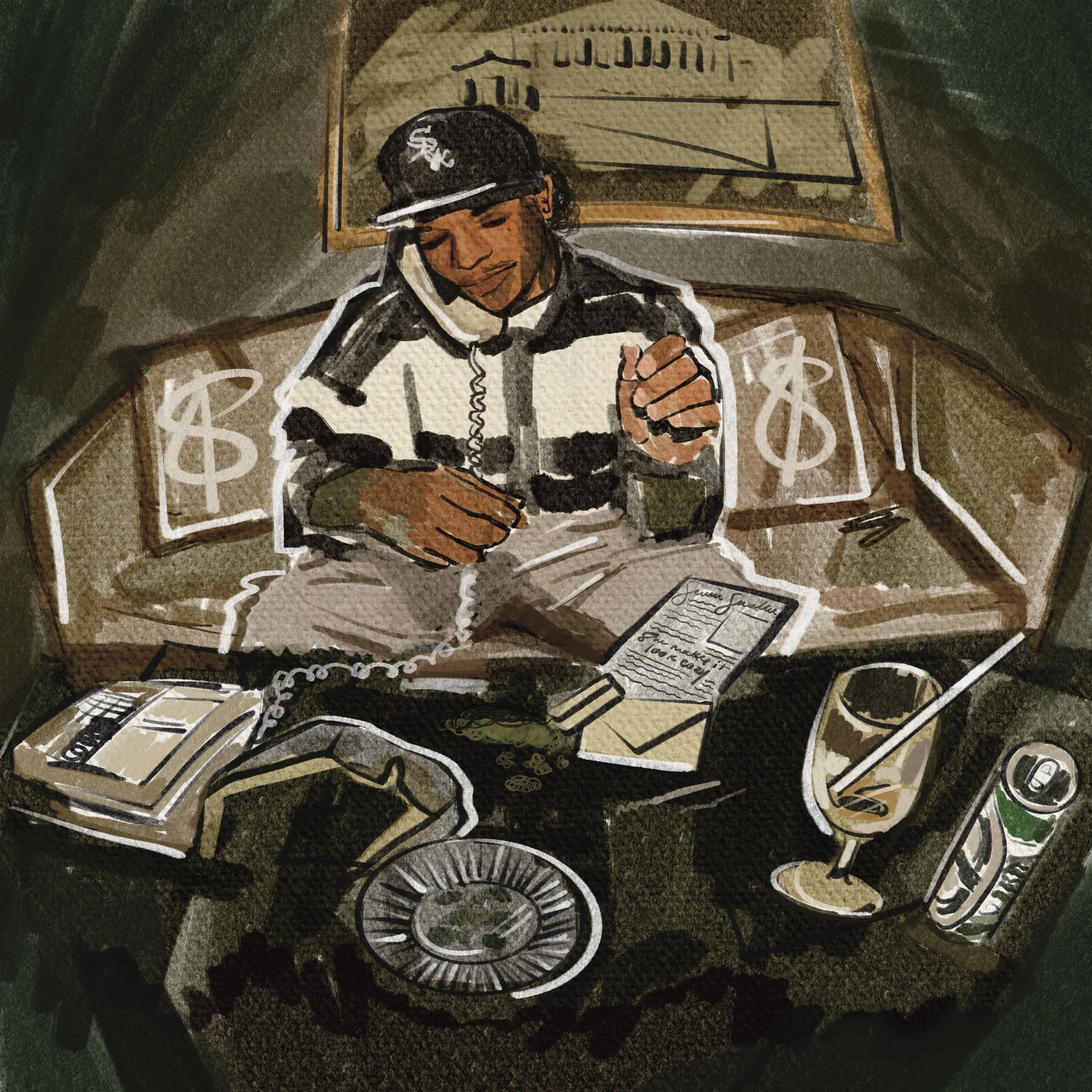 "Eazy-E" (2025) Acrylic Composite On Digital, 10" x 10" Inches.