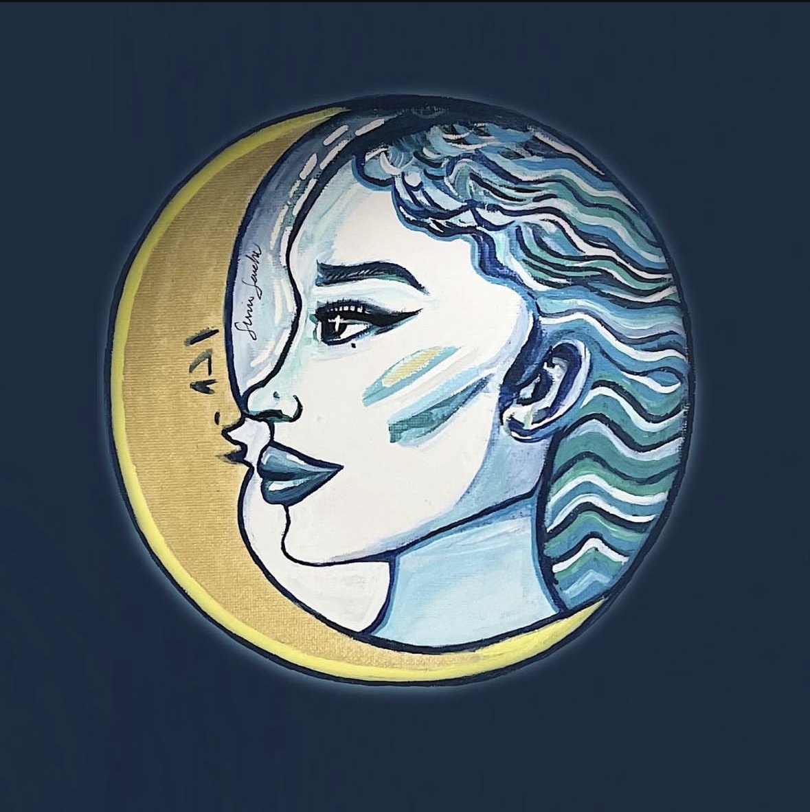 "Moon Child" (2021) Acrylic On Canvas, 10" x 10" Inches