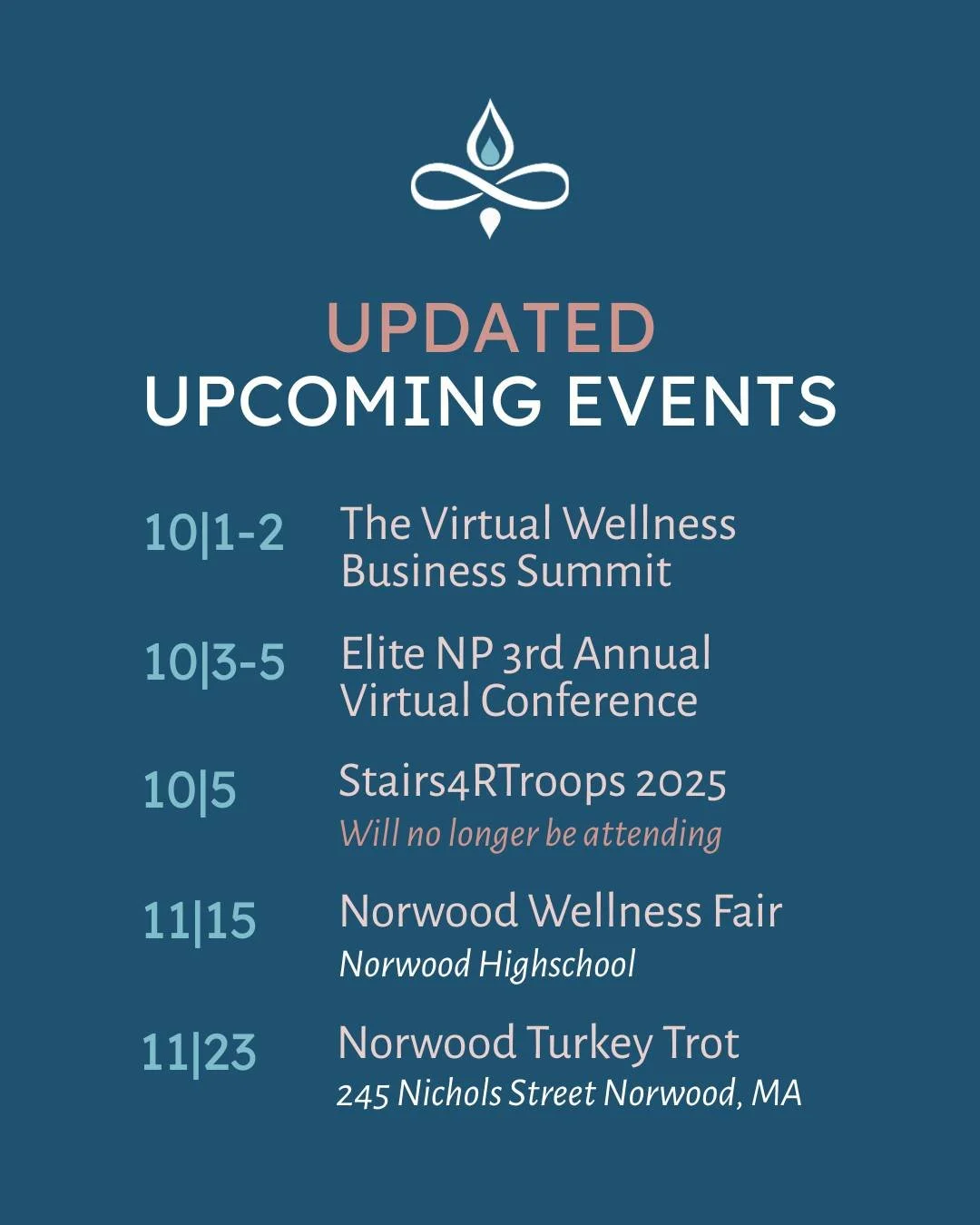 📆📢 We've had a few changes to our event calendar for this fall and just wanted to let you know that we will no longer be attending the Stairs4Troops 2025 event on October 5th. Instead, starting today, we will be attending two virtual events for the