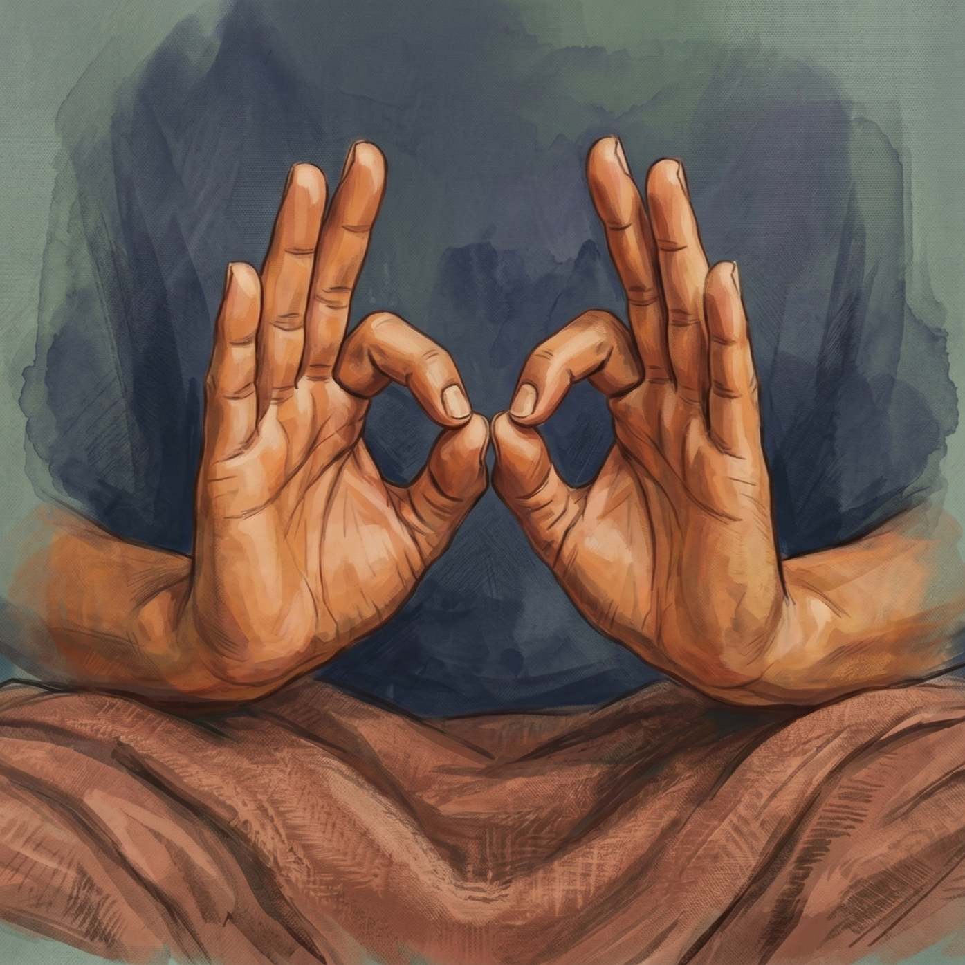 Index fingertip to thumb tip, other fingers extended.