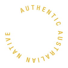 Black circle with yellow text reading 'Authentic Australian Native'