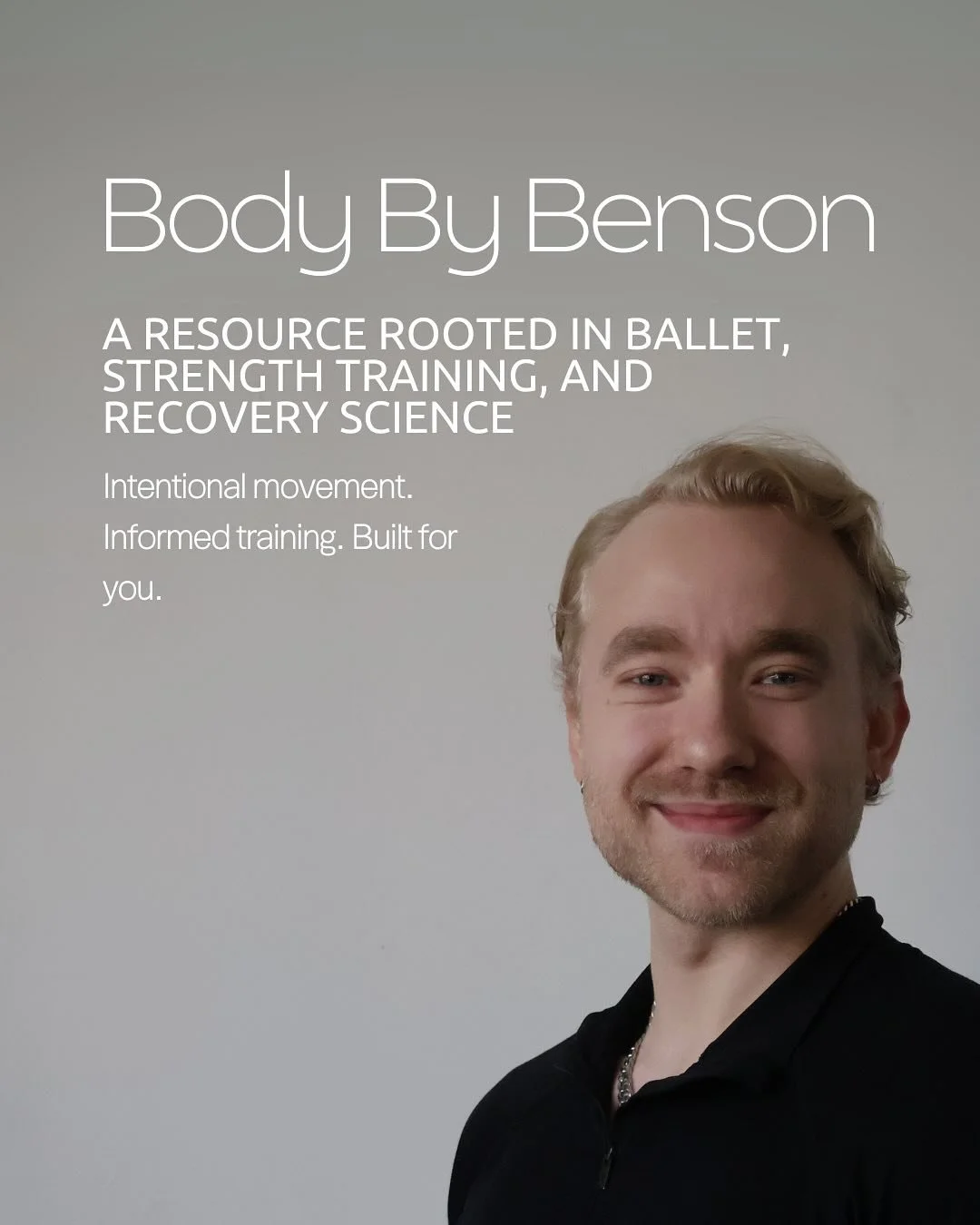 Body by Benson is officially live.

This page is now home to all things movement, strength, and technique&mdash;with insights drawn from years of ballet, weight training, and teaching.