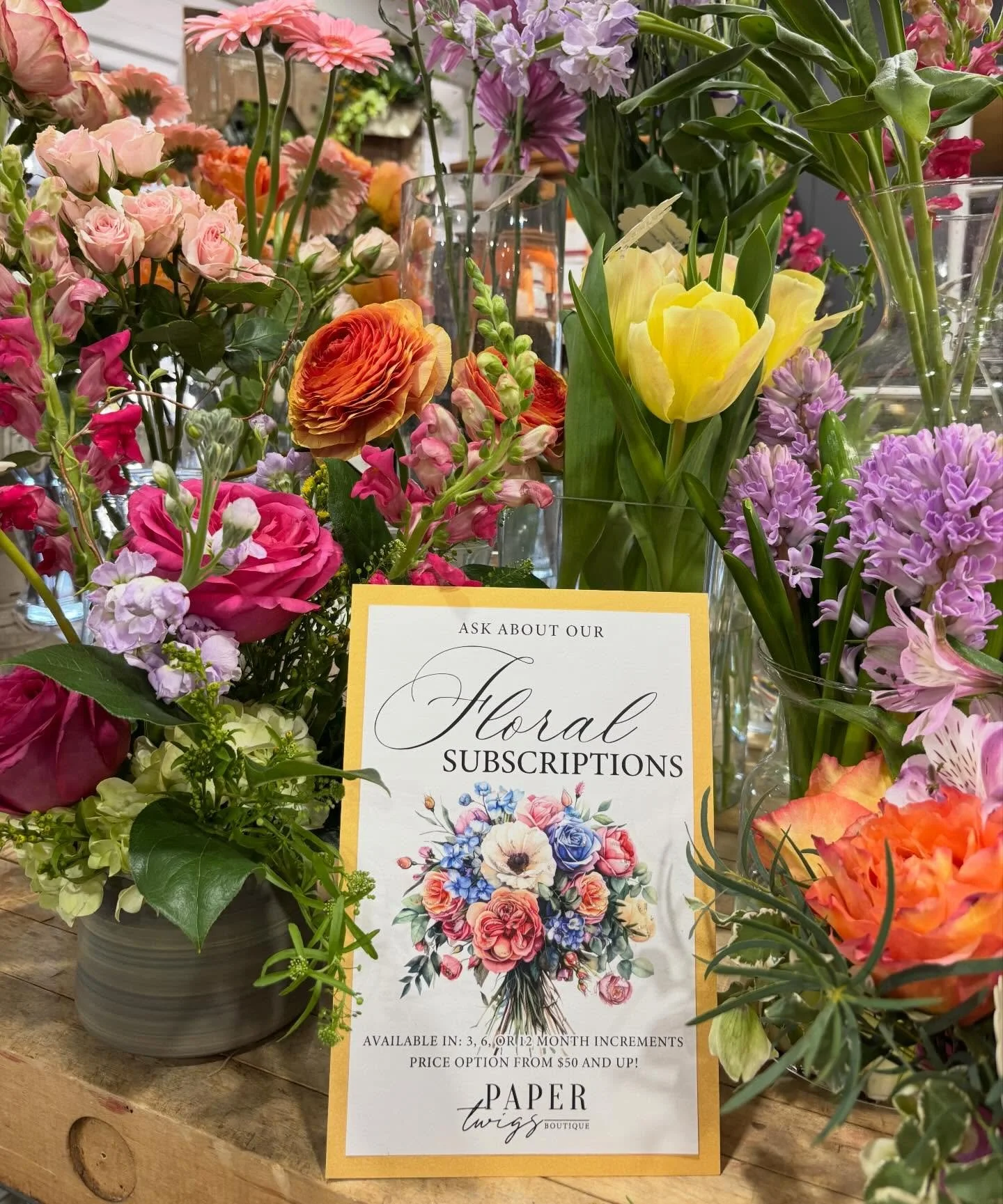 Fresh flowers, all year long. 💐

Our flower subscriptions are the perfect treat for yourself or a thoughtful gift for someone special.
Choose from 3, 6, or 12 month options, with delivery available for easy gifting.

Stop by the shop or give us a ca