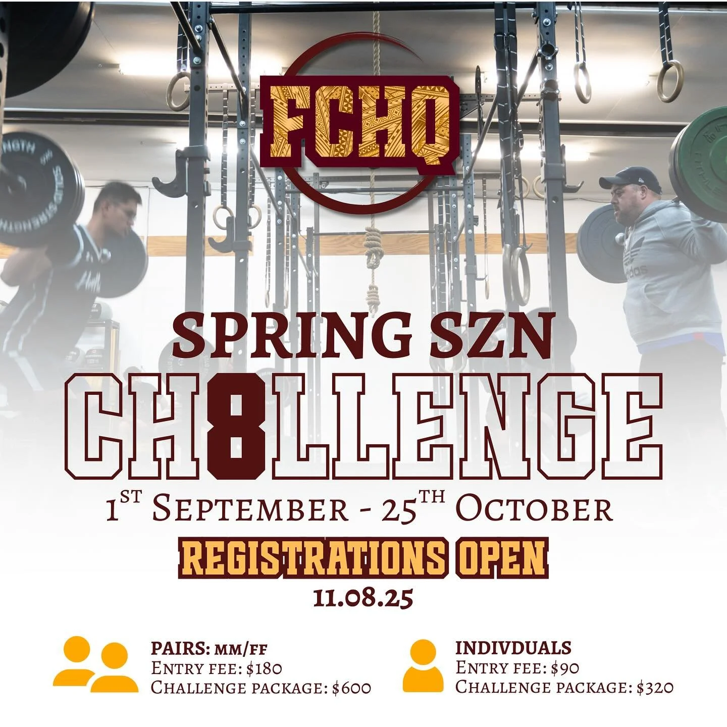 &bull;&bull;&bull;

📣📣📣📣📣📣

You asked. We heard! 

&mdash;&mdash; SPRING SZN 0.1 - 8 WEEK CHALLENGE &mdash;&mdash;

✅What you need to know ✍🏽

👉🏽 Open to everyone not just FCHQ members 
👉🏽 Registrations open 11.08.25
👉🏽 &ldquo;Early Bird