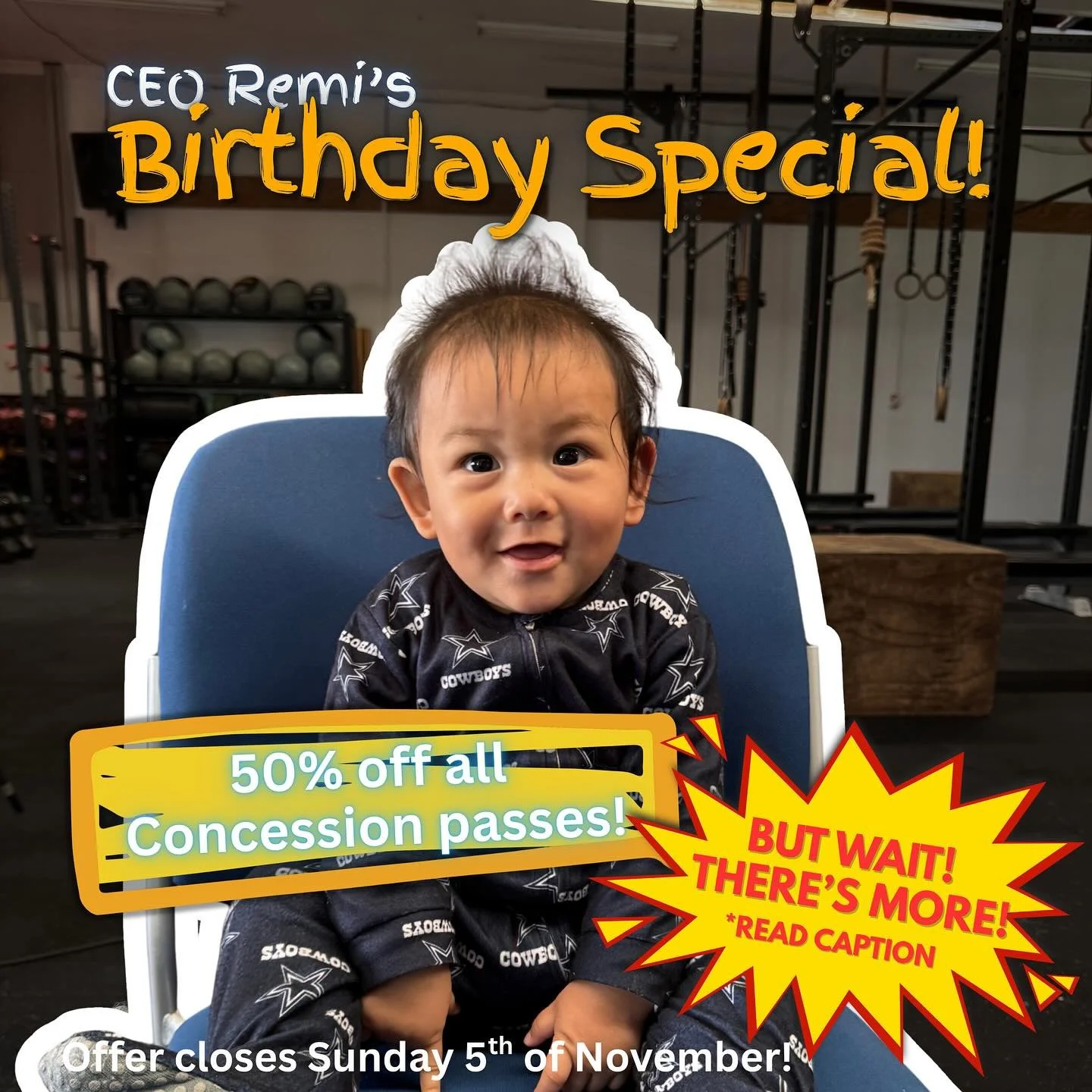 🎂 Happy Birthday to CEO Remi! 🎂
To celebrate, we&rsquo;re giving away a FREE 3 month membership (valued around $600)! 🏋️&zwj;♂️🔥

Here&rsquo;s how to enter:
1️⃣ Purchase any concession pass (now 50% OFF!)
&bull; x5 Pass usually $90, now $45!
&bul