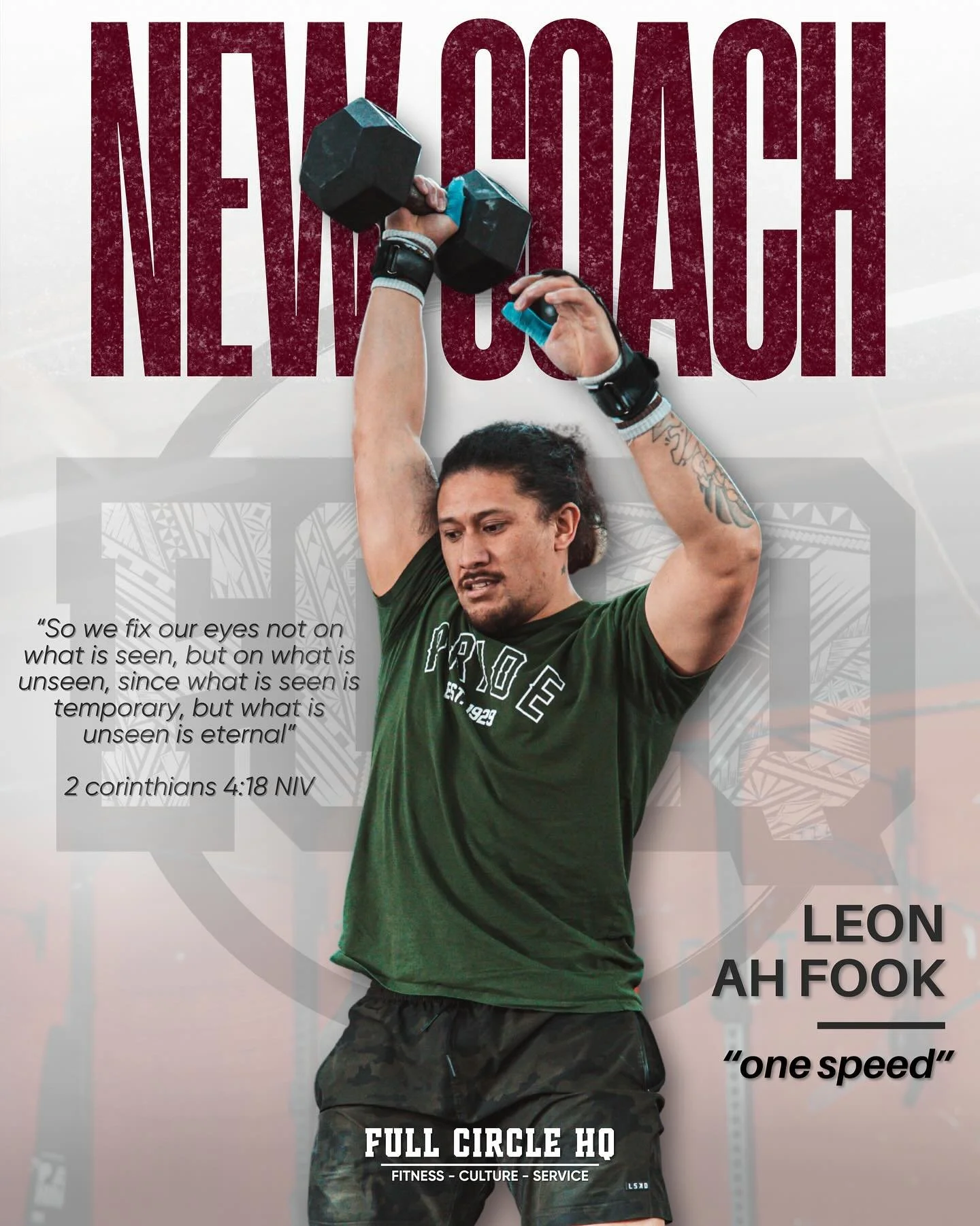 ‼️NEW COACH‼️
Welcome to Coach Leon!

Name: Leon Ah Fook 
Ethnicity: Samoan/Chinese 🇼🇸🇨🇳 

⭕️What is one thing you love about exercise/training?
&ldquo;One thing i love about training is the progress that surprises you. I have been training for q