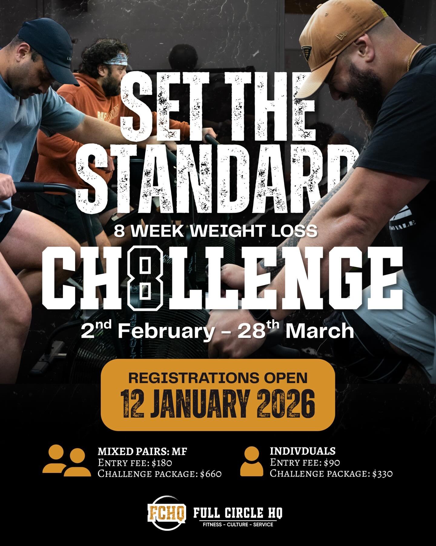 📣📣📣📣📣📣

No one asked but, we heard!

&mdash; SET THE STANDARD - 8 WEEK CHALLENGE &mdash;

✅What you need to know ✍🏽

👉🏽 Open to everyone not just FCHQ members
👉🏽 Registrations open 12.01.2026
👉🏽 &ldquo;Early bird&rdquo; discount from Jan