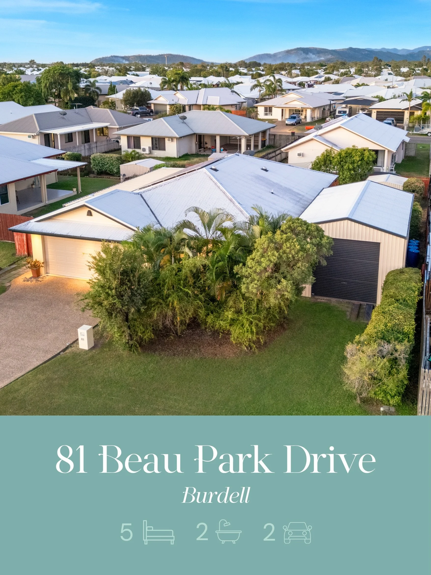 🏠 81 Beau Park Drive, Burdell 🏠

5 🛏️ + 2 🛀 + 2 🚗 + shed 🔨 + solar 🌞 

Step right in to find a large, open plan living &amp; dining area with split system air conditioning and tiled floors for easy maintenance 🧹 

Want to know more or be the 