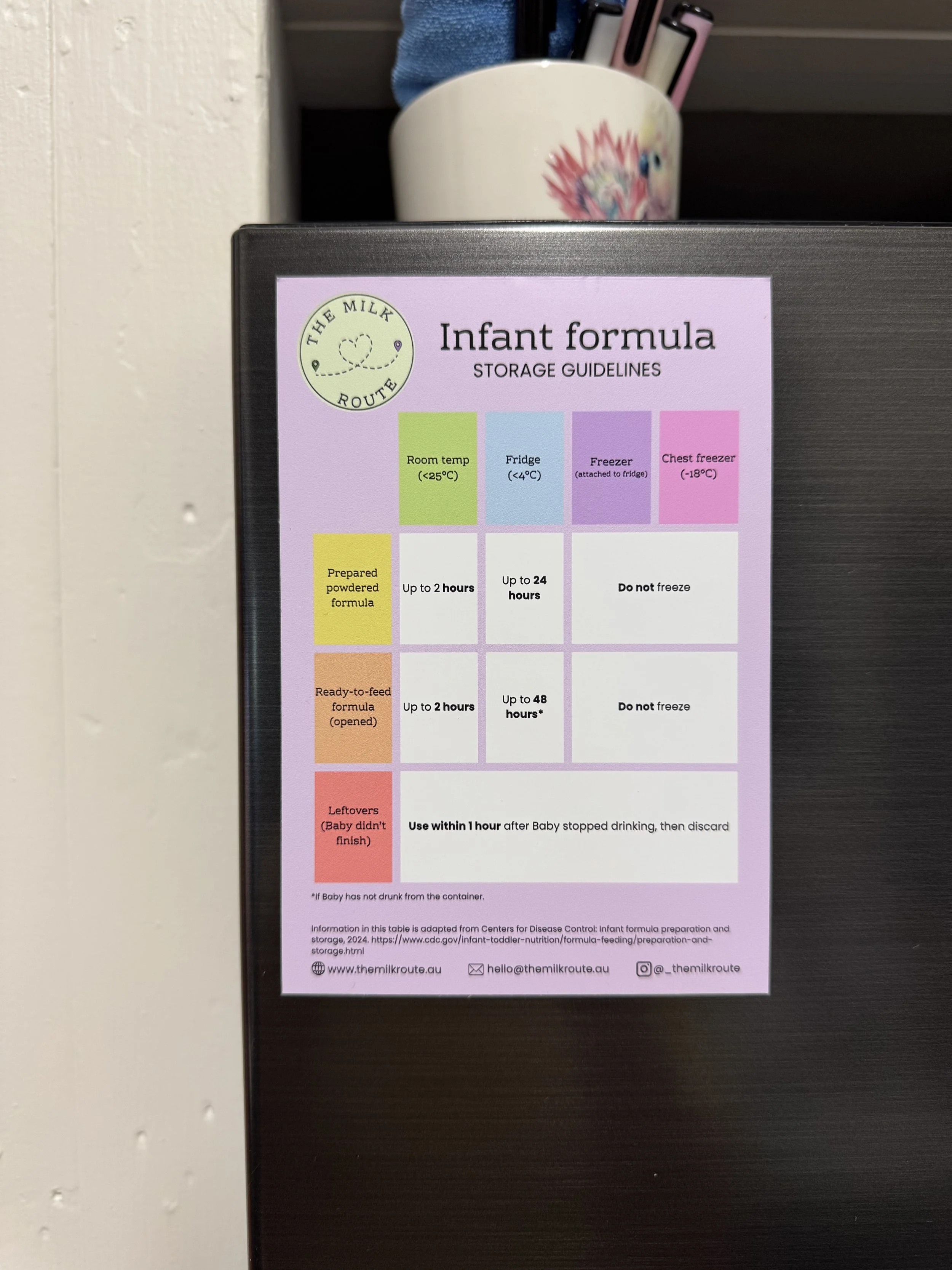 formula storage, formula, infant formula, formula storage guidelines, milk storage guidelines, storage guidelines magnet