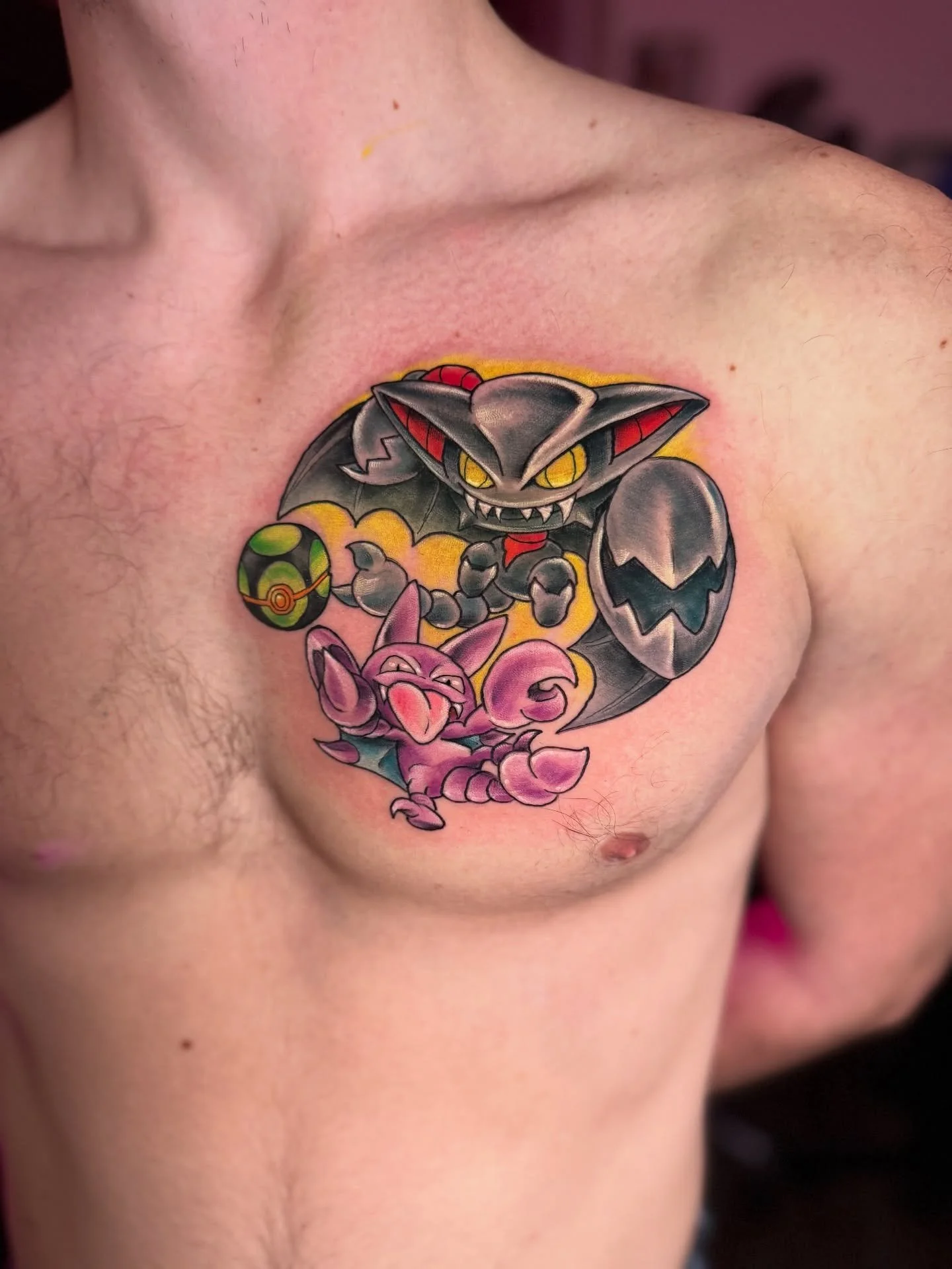 For Sam!
I had the absolute pleasure of making Gligar and Gliscor Sam&rsquo;s very first tattoo. He toughed it out like a boss. This piece means a lot more to him than just &ldquo;a pokemon&rdquo; tattoo. It&rsquo;s memories, it&rsquo;s belonging and