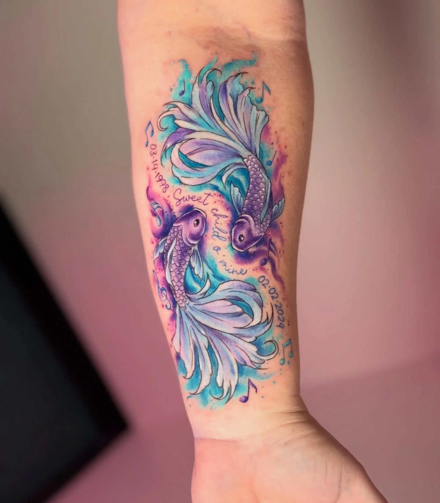 In memory of Tamara&rsquo;s beautiful daughter 💜

She was a Pisces with a big heart and a strong love for music and art itself. I loved getting to talk about her with Tamara and celebrate life through this tattoo.

Thank you babe, for your trust 💖
