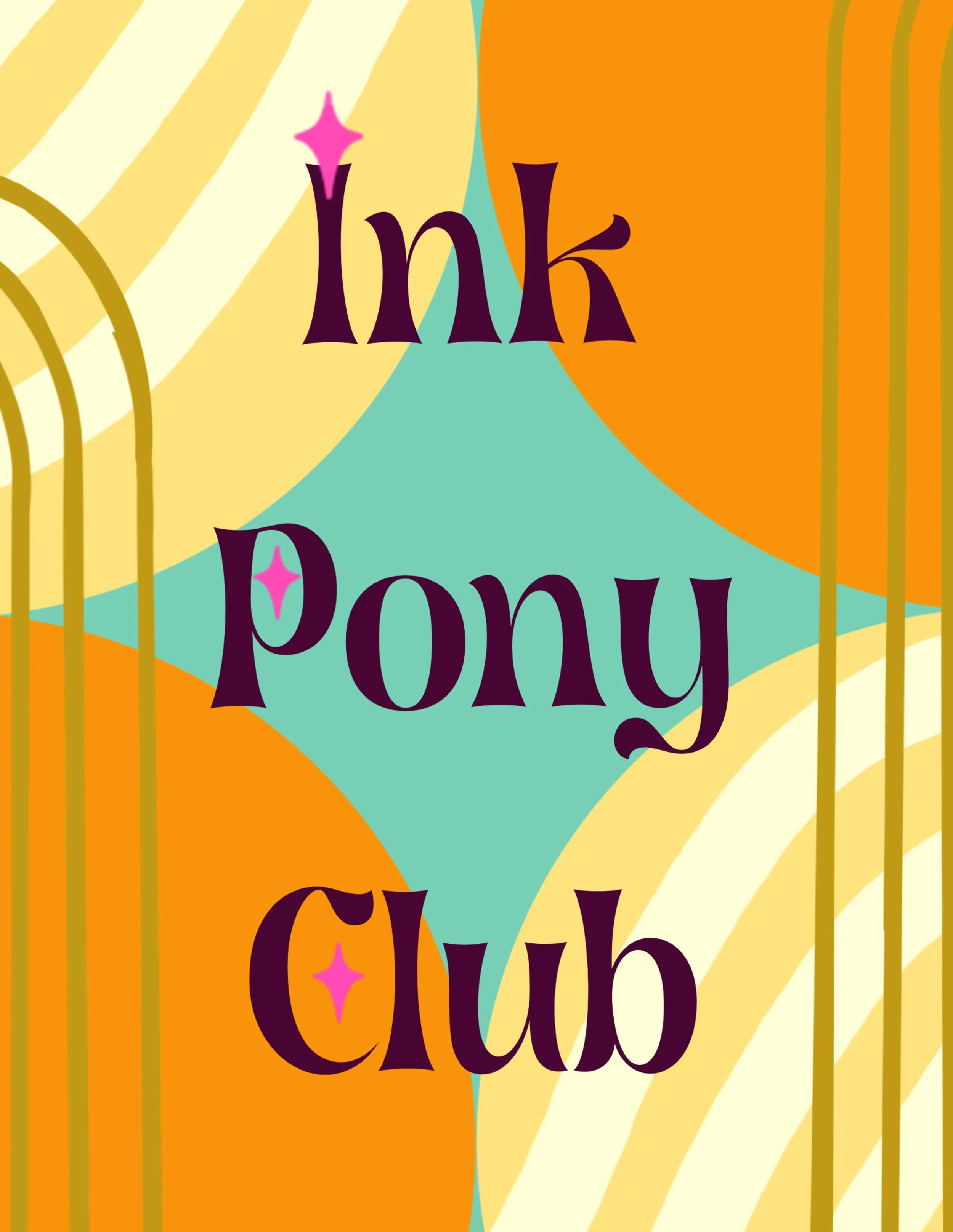 Colorful logo for Ink Pony Club located just outside downtown Boise