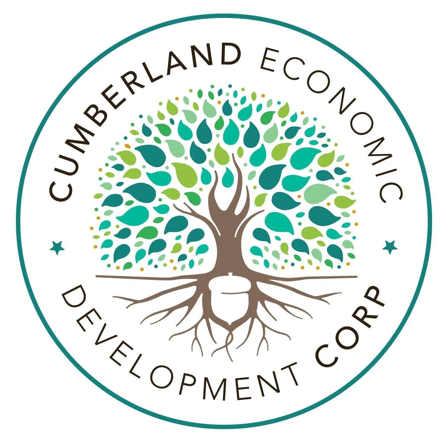 Circular logo with a tree illustration and the text 'Cumberland Economic Development Corporation' around the top and bottom of the circle.
