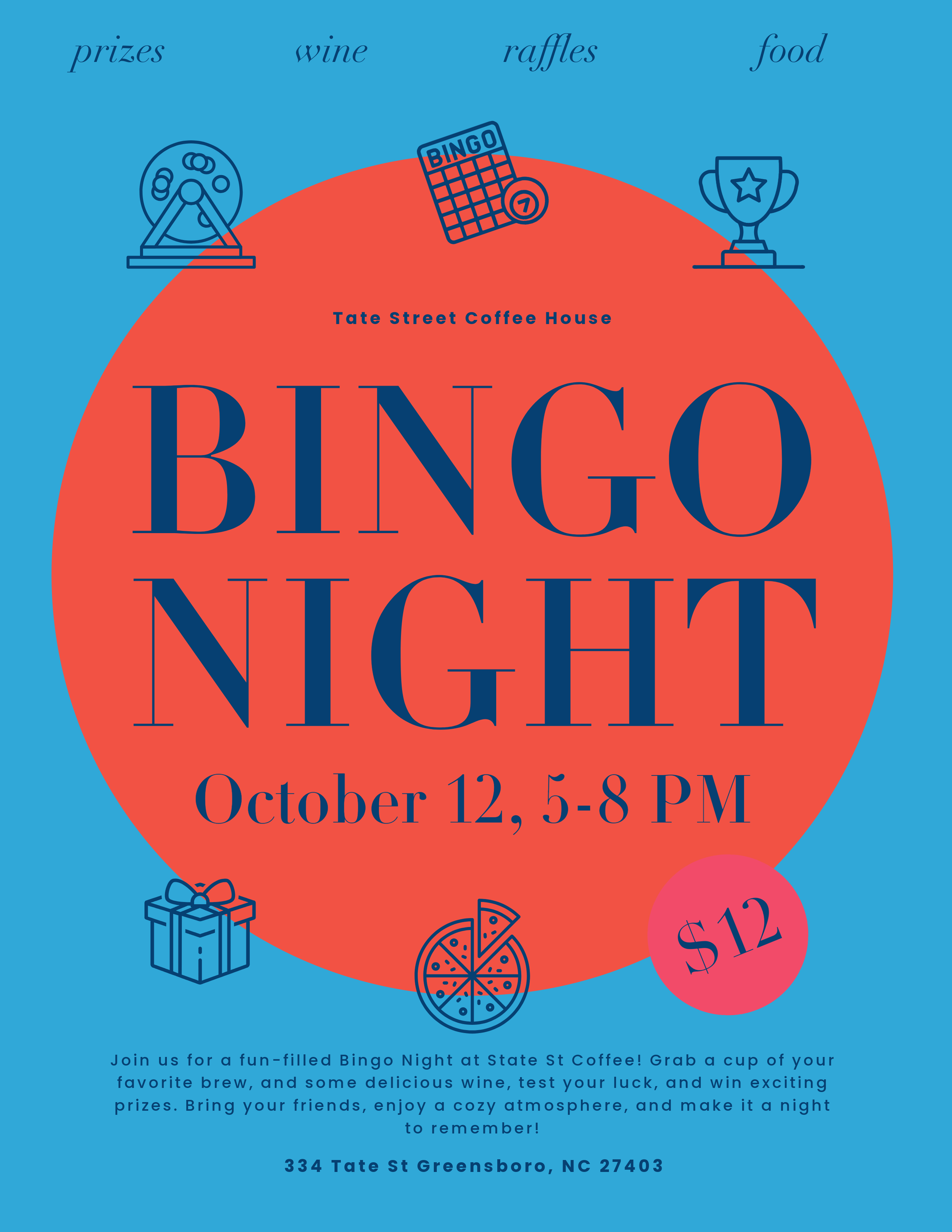 Tate Street Coffee Bingo Night Flyer
