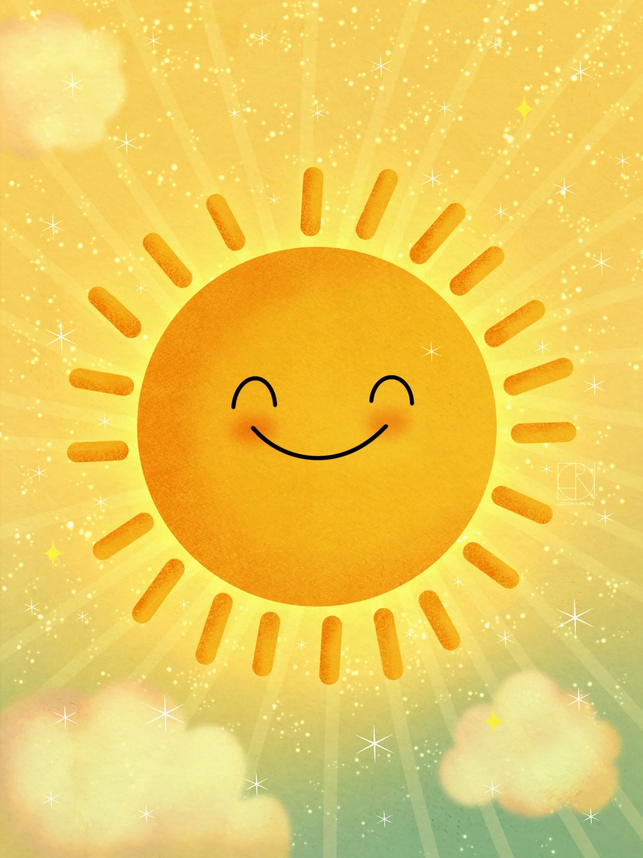 Golden Sun – A bright, happy kawaii sun with soft sparkles and warm joyful energy. Perfect for children’s décor, seasonal collections, positivity-themed products, and cheerful stationery.