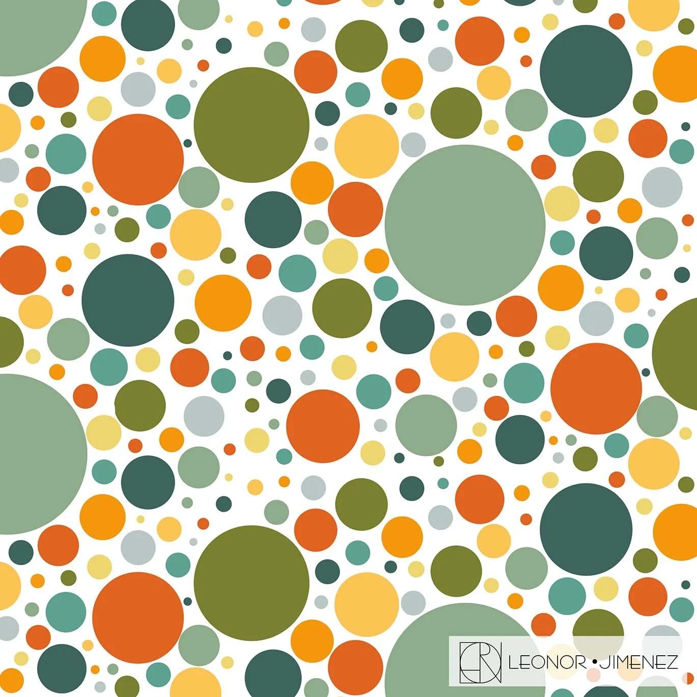 Playful Dots – A colorful half-drop dot pattern in warm autumn tones. Ideal for children’s products, fabric design, gift wrap, and cheerful decorative collections.