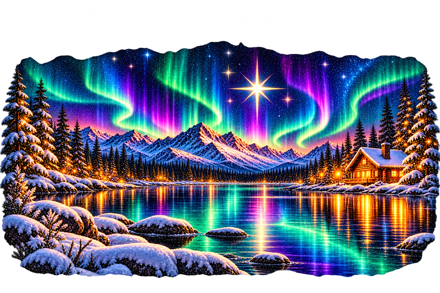 MIKESTAR Northern Lights Christmas Rocks Glass | 10.5 oz
