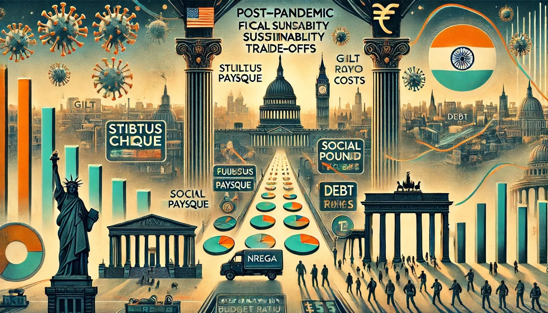 Post-Pandemic Fiscal Sustainability & Social Spending Trade-offs: Welfare vs. stimulus: France, U.K., U.S. universal basic income trials, India’s NREGA.