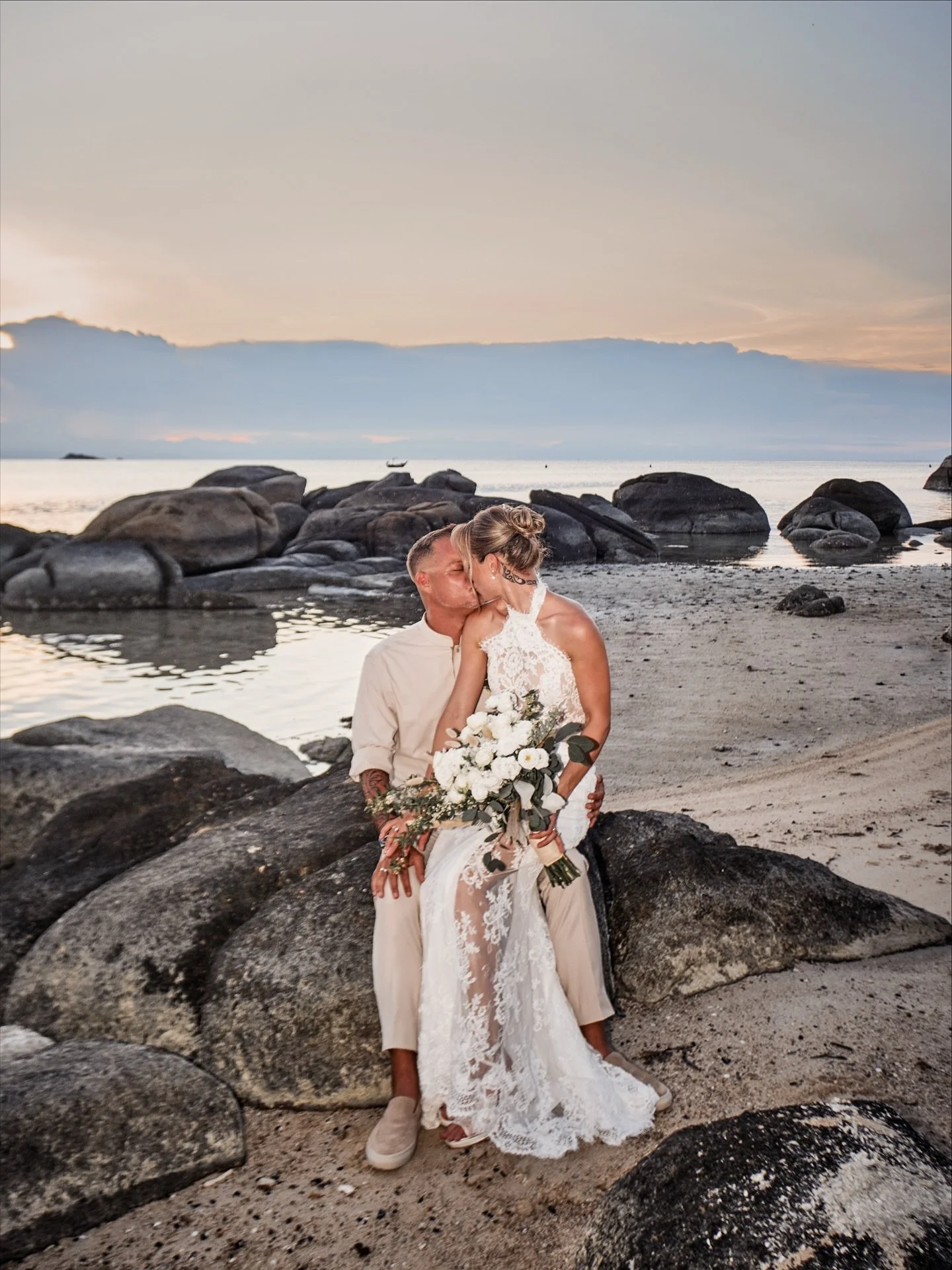 Where the ocean meets the shore 
and love meets endless horizons.

6 Months Mr. &amp; Mrs. 🤍💍

Our dreamy beach wedding on Koh Phangan.
A day full of miracles and unforgettable moments. 
It was a day for the books and we&rsquo;re beyond grateful an