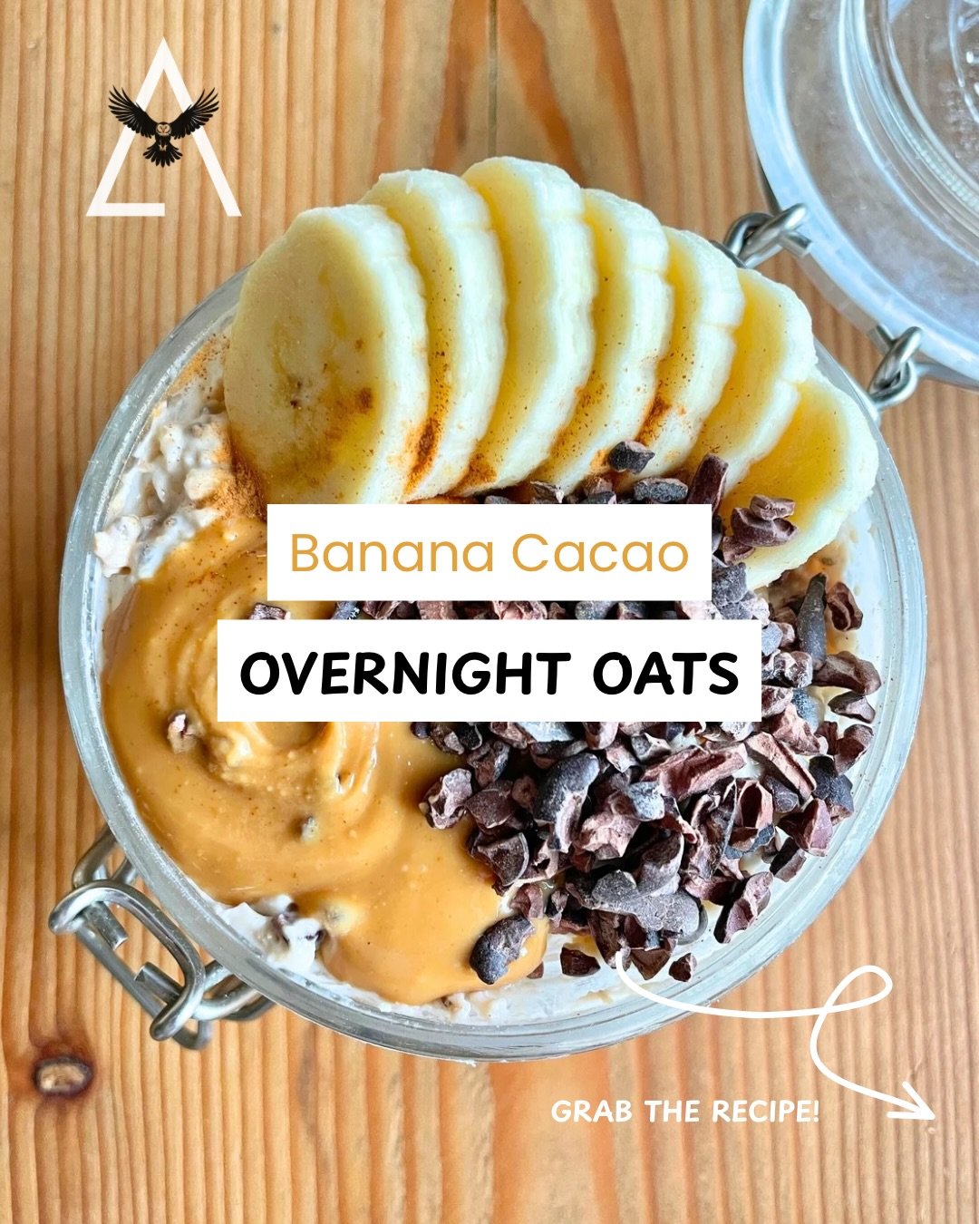 Simple meal prep > perfect meal prep.

Banana cacao overnight oats: throw it together once and have breakfast handled for days. 🍌 

I often get asked why I love using cacao nibs instead of chocolate chips and here&rsquo;s why: 
&bull; they contai