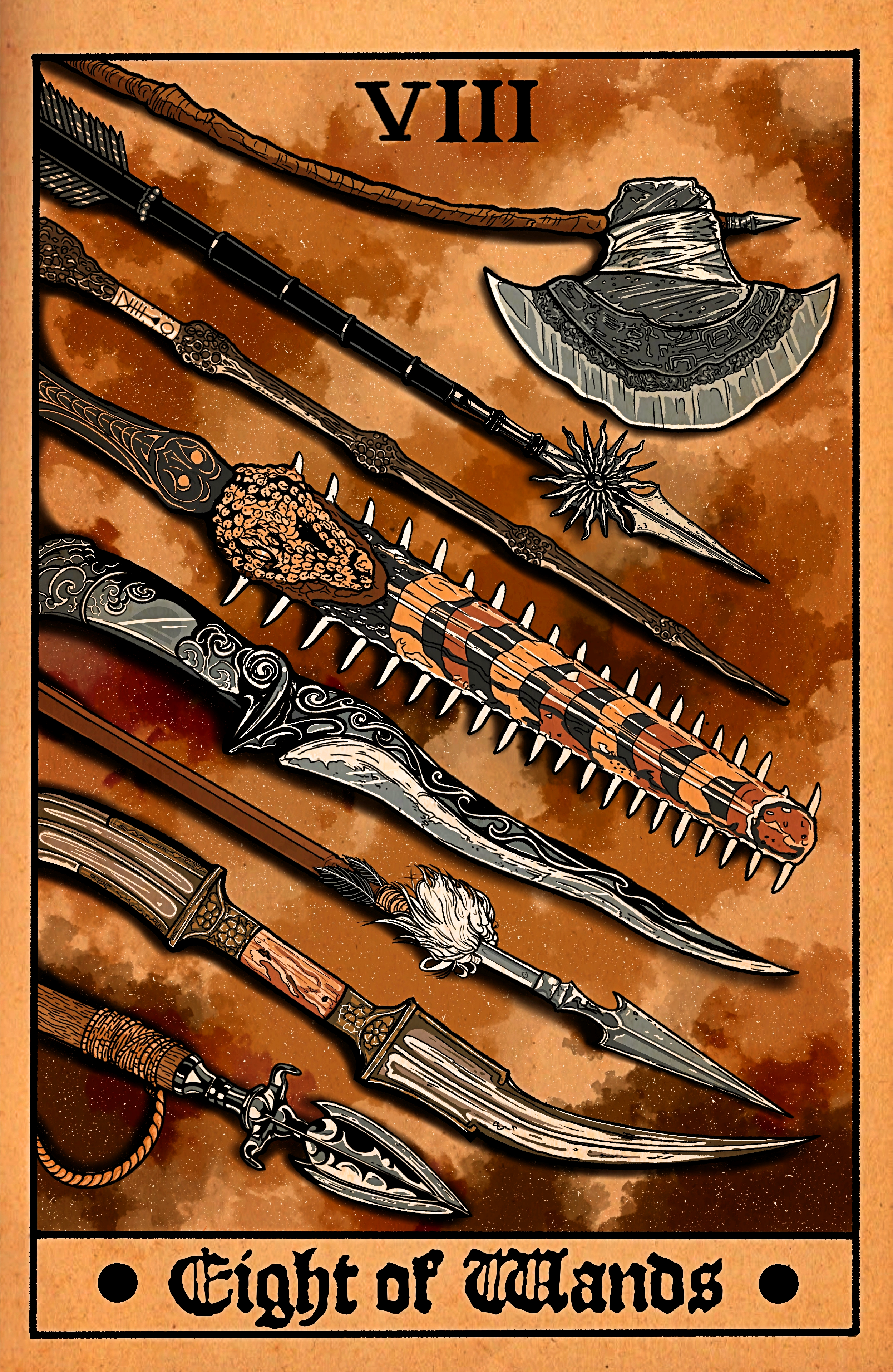 Eight of Wands Paper Print