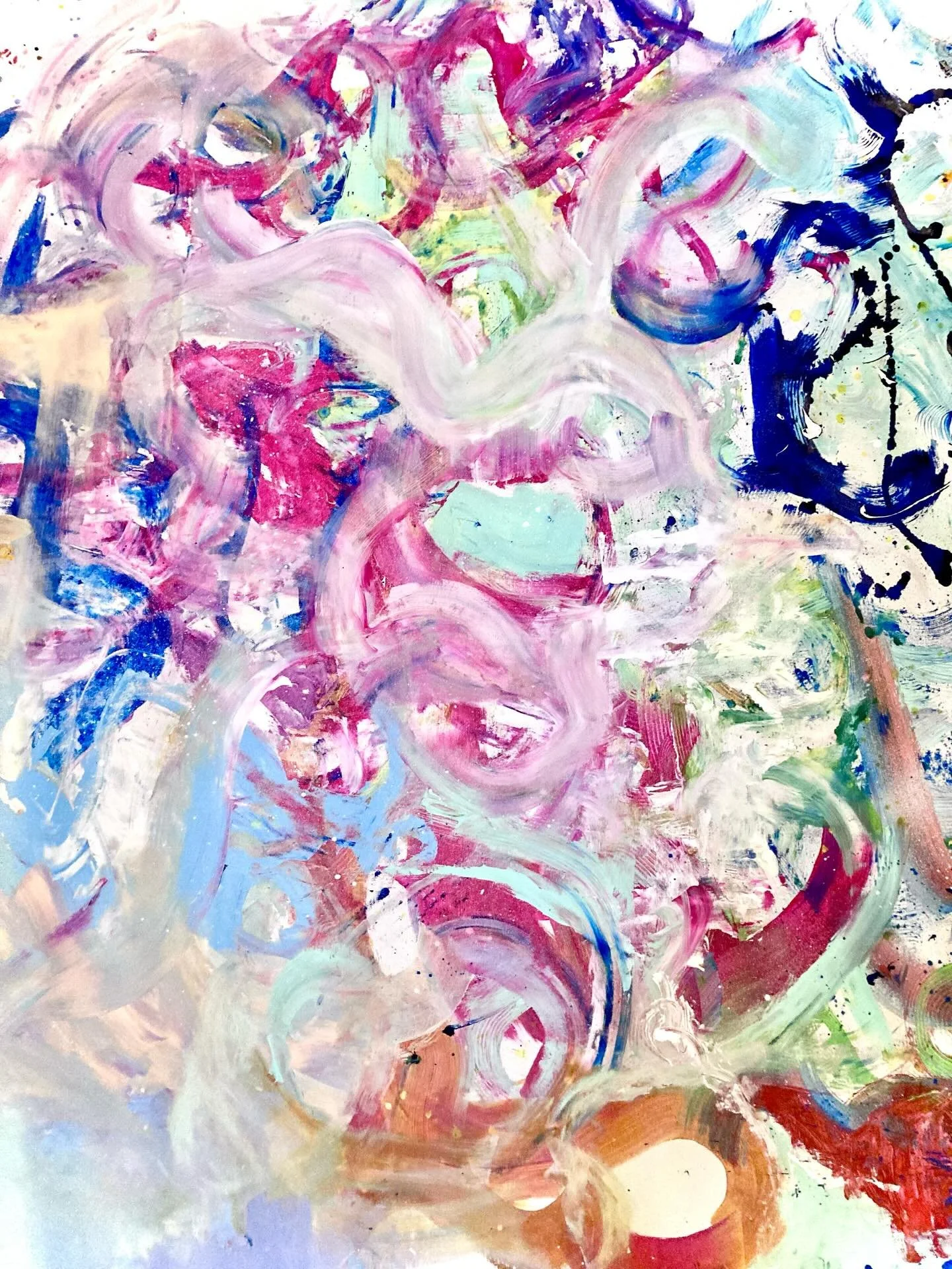 &ldquo;Moving&rdquo;

Close up take two and glimpse into my creative process.
Many of my favorite paintings come through while I&rsquo;m singing, dancing, and painting all at the same time. This one was painted on my last night living at Agapolis bac