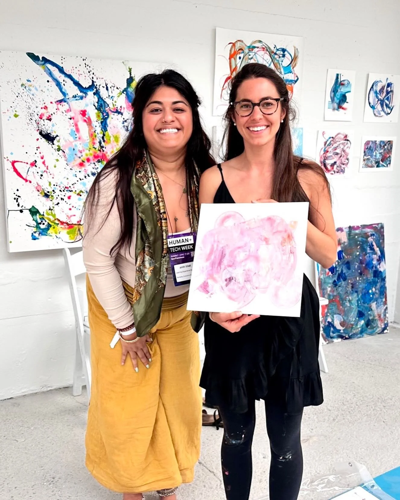 Last year, at Human + Tech Week, I offered 1:1 Energetic Portraiture sessions &mdash; I painted while coaching people, and they took the art home after.

During this session with arohi, the first was beautiful and harmonious. The second was a muddled
