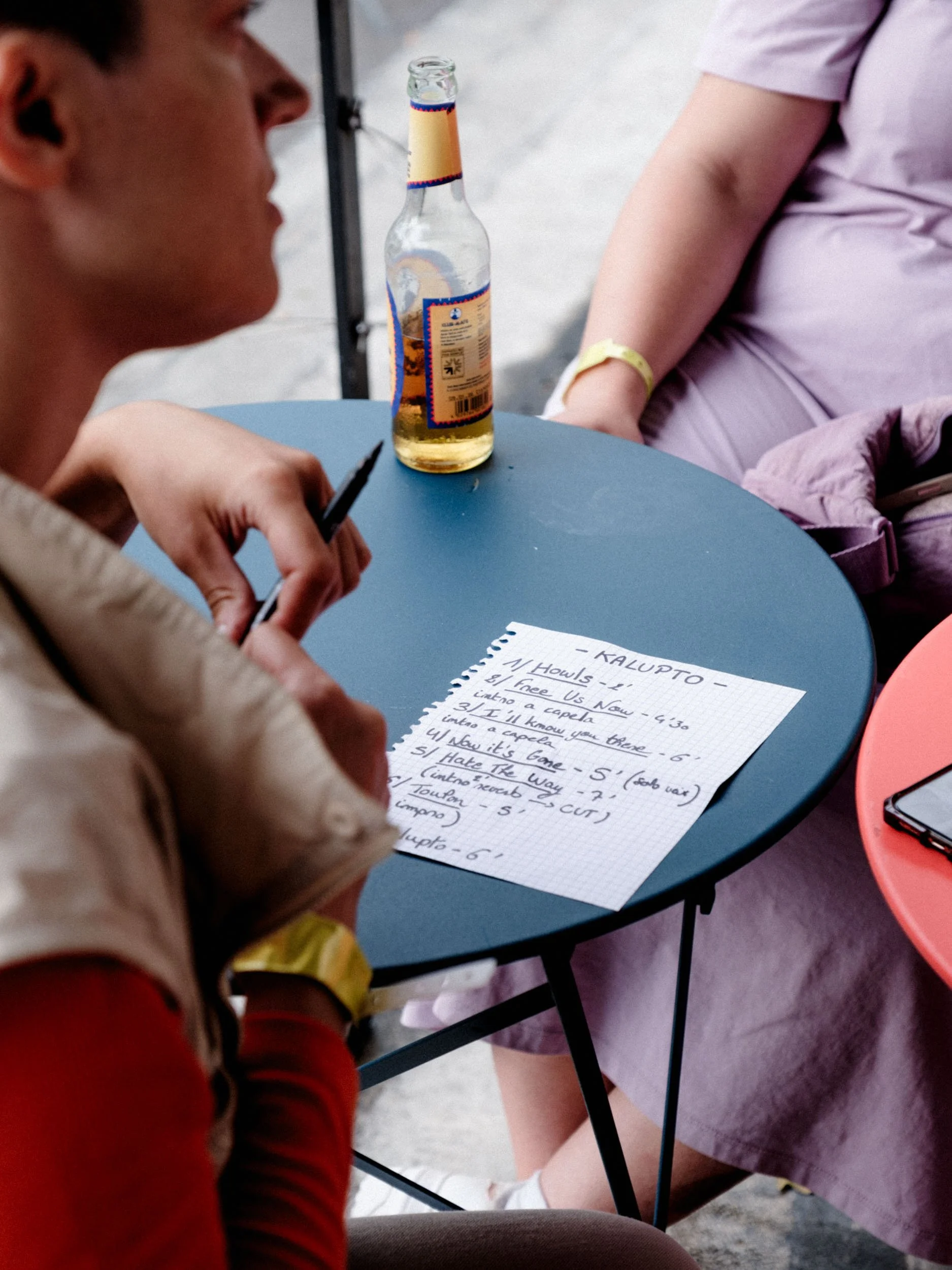 The setlist for the show. 