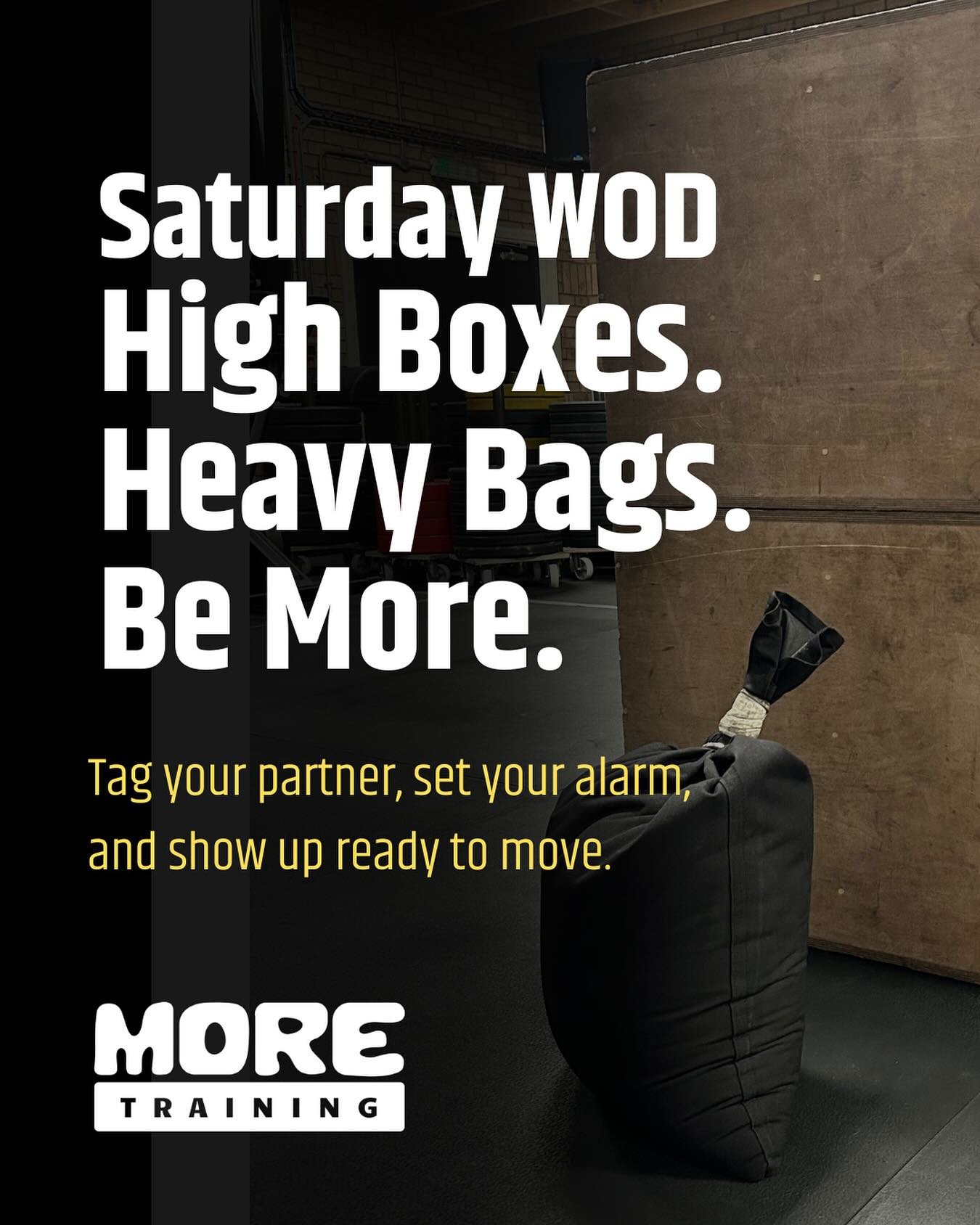 Partner WOD Saturday

You bring the grit&mdash;we&rsquo;ll bring the challenge.
High boxes. Sandbags. No excuses.

Members, get ready!

For Time (YGIG):
Buy-In:
1600m / 2000m Row (shared)

Then:
30 Burpees Over Tall Box
60 Sandbag Lunges
400m KB/DB C