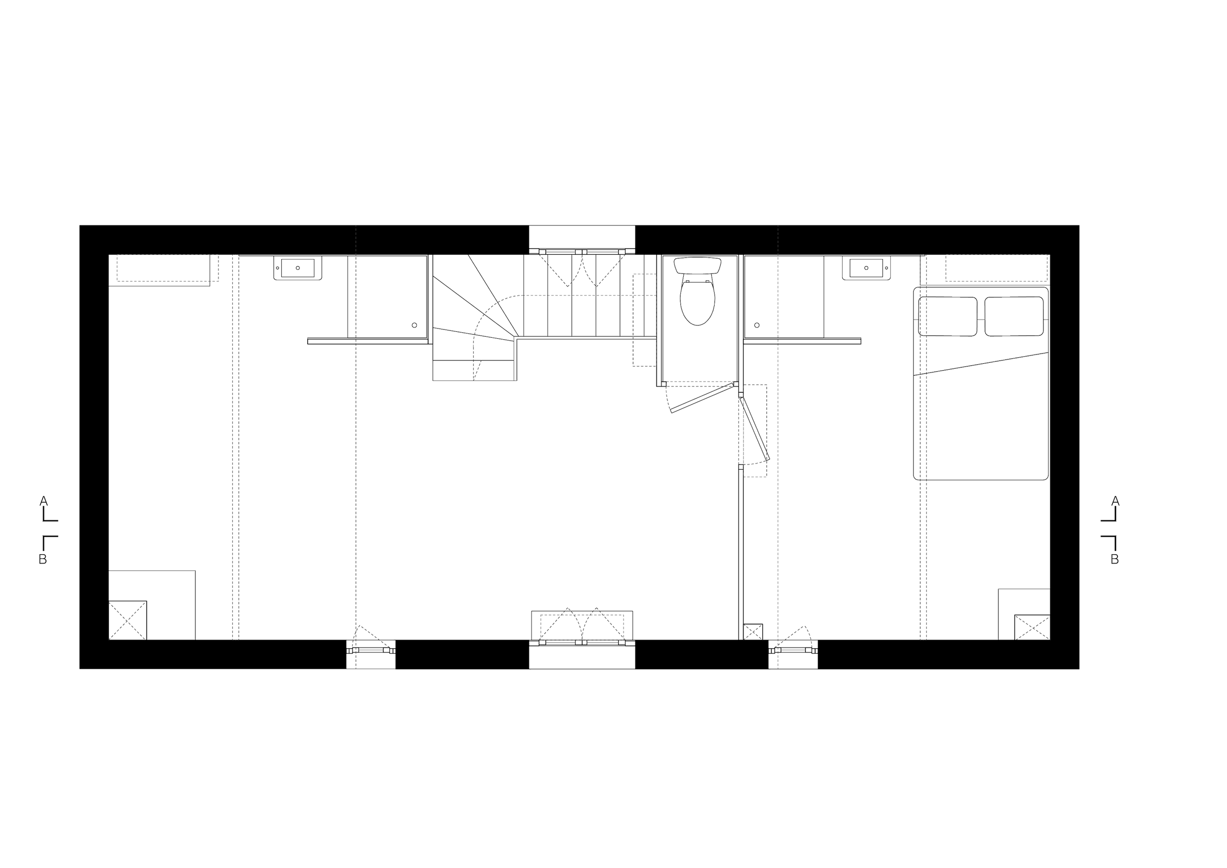 plan existant étage sous-combles, maison individuelle Carrières-sur-Seine une chambre avec douche sanitaire espace libre sanitaire