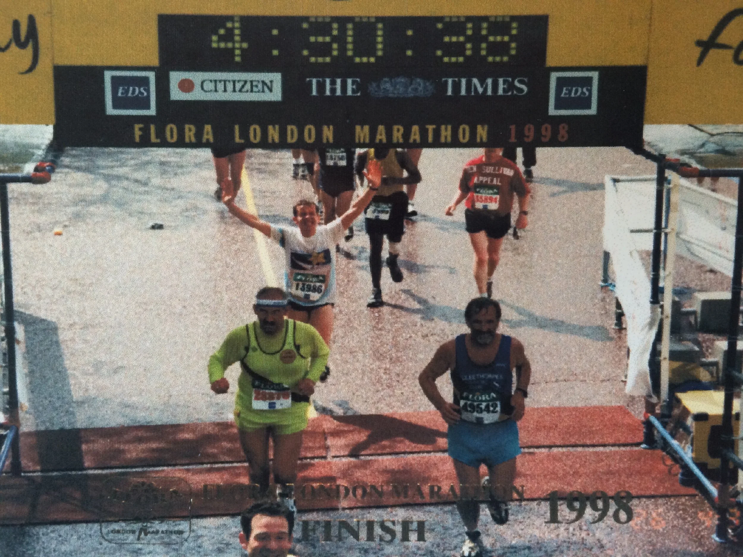Me crossing the finish line of the 1998 London Marathon, the race that changed my life