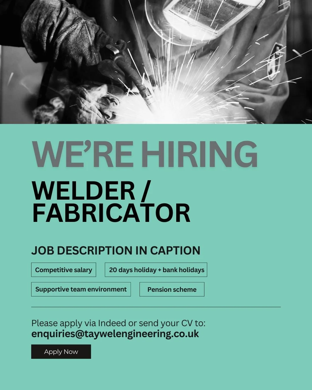 🚨 We&rsquo;re Hiring &ndash; Welder / Fabricator 🚨

Taywel Engineering is a family-run structural steel company based in Hull. We manufacture steel structures up to 1000 tonnes and deliver a wide range of projects across Hull, East Yorkshire, North