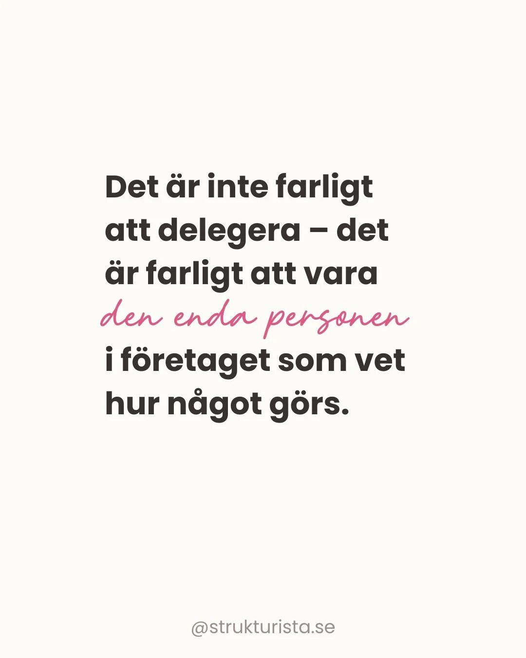 Du har stenkoll p&aring; allt som ska g&ouml;ras i ditt f&ouml;retag... men problemet &auml;r att alla rutiner och att-g&ouml;ra-listor finns bara i ditt huvud. 

Det h&auml;r betyder att du blir flaskhalsen. 
Och att om (mot all f&ouml;rmodan!) n&ar