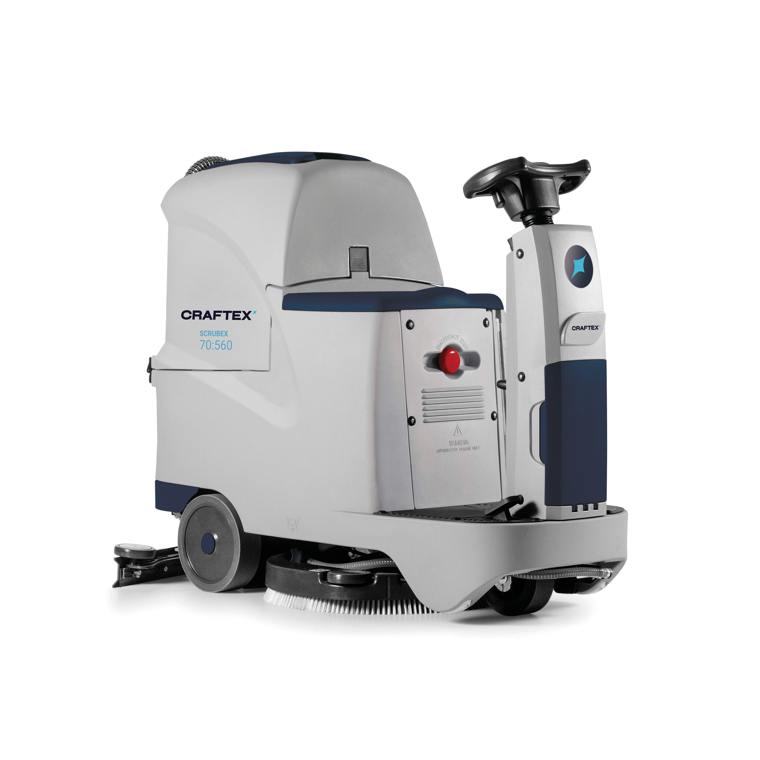 Floor cleaning robot with a scrubber attachment and control panel