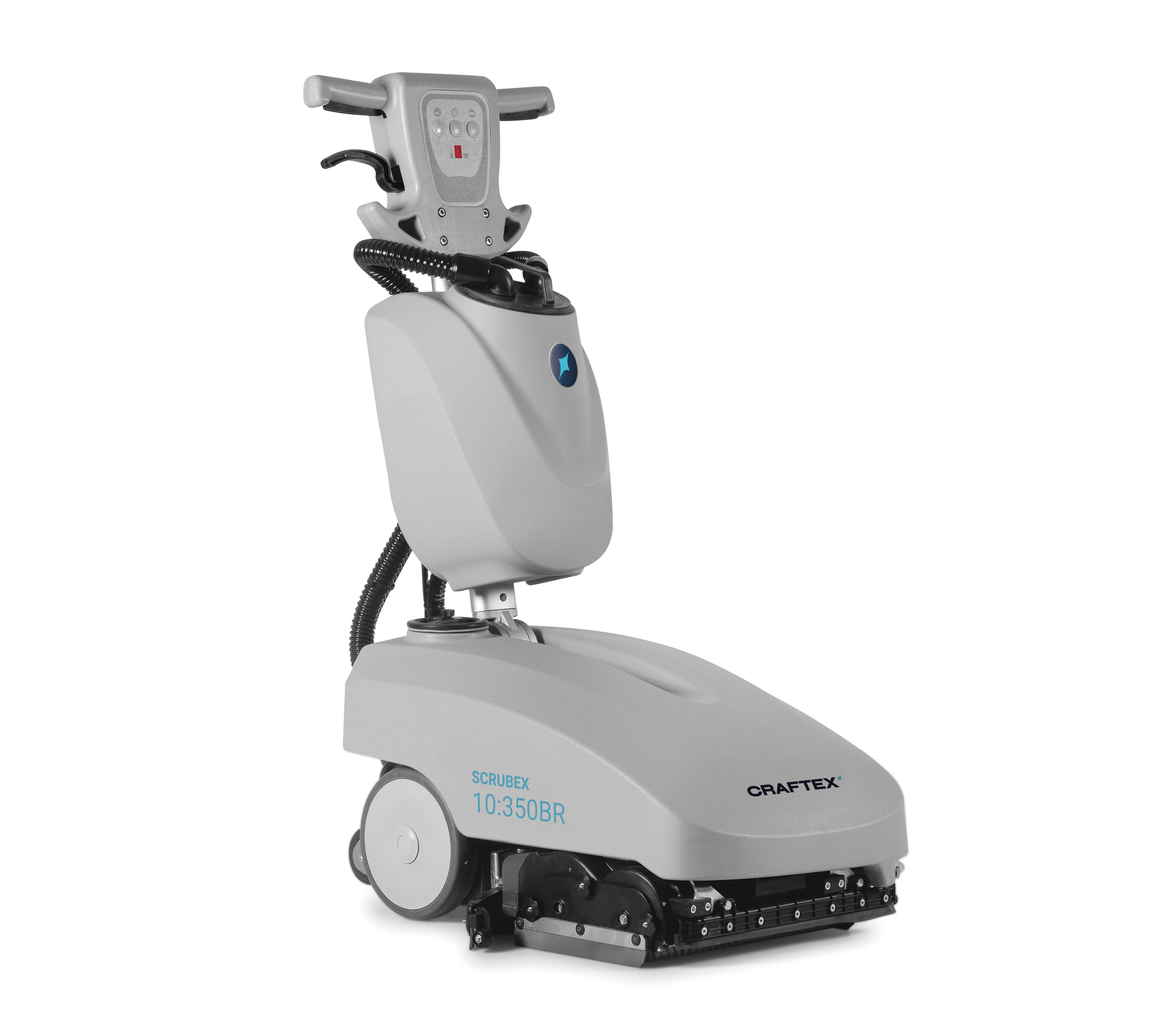 Automated floor cleaning machine, labeled Craftex Scrubex 10:350BR.