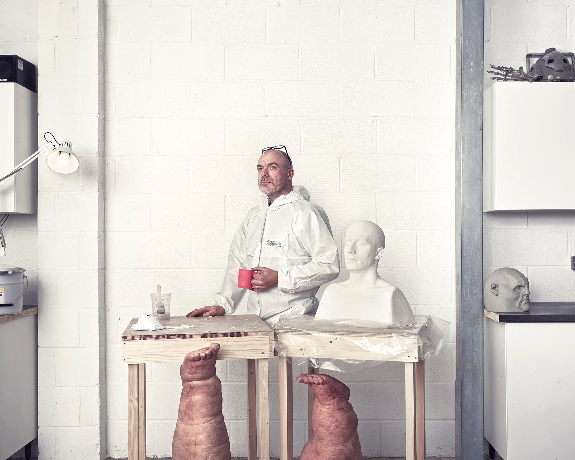 For this portrait, Phil photographed Neil Gorton in his workshop who runs Millennium FX the largest Special Effects and Prosthetics company in Europe. Neil was behind the prosthetics for Ex Machina, Saving Private Ryan and Children of Men.