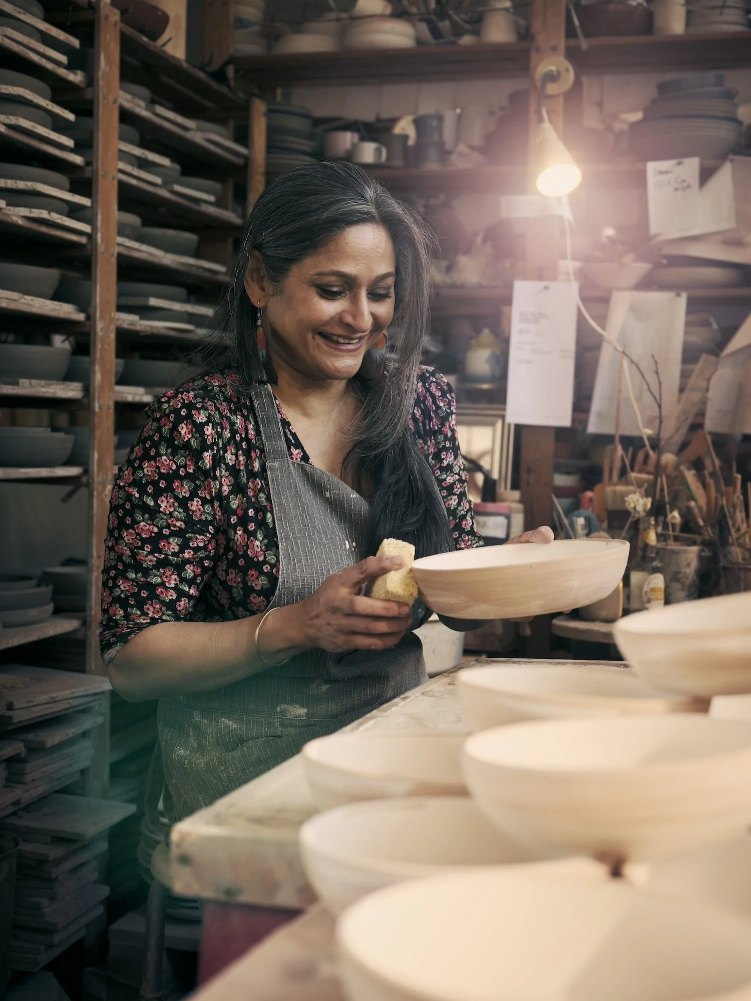 Maham Anjun, a ceramicist making bespoke hand made earthenware for some of the greatest restaurants in London and beyond, shot by Phil Fisk for Observer Food Monthly
