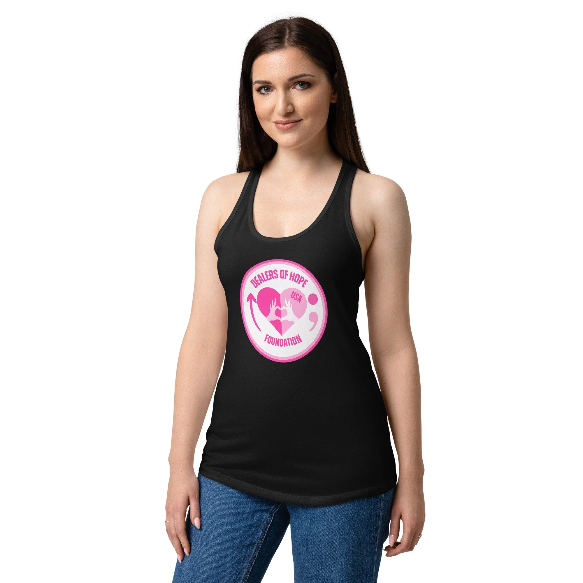 DOH Break Cancer Awareness Women’s fitted racerback tank top