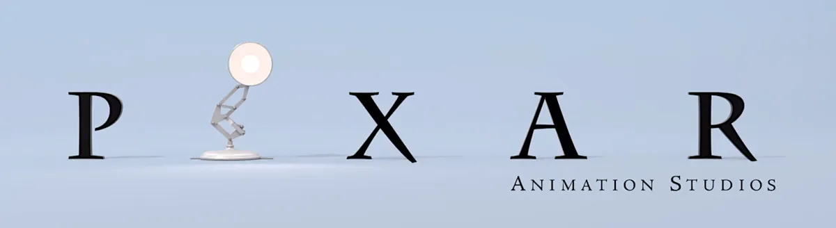 Pixar animation studios logo which spells out pixar with a lamp for the i.
