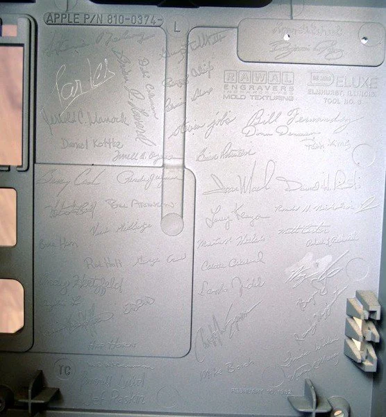All the signatures of the team members who built the macintosh etched into the metal casing.