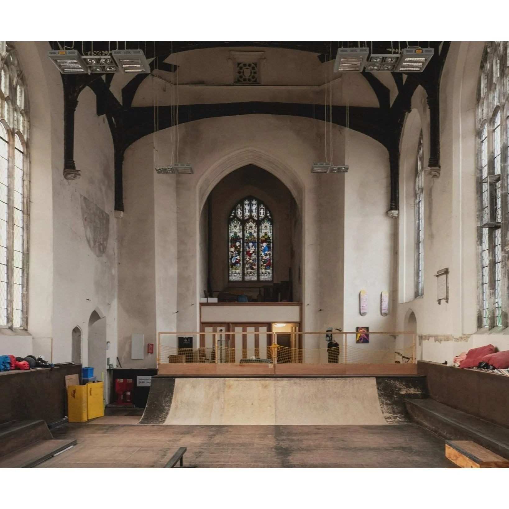 A skatepark in a listed church needs a cafe and supporting facilities. We're helping make the plans.
