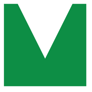 Green letter 'M' symbol on white background