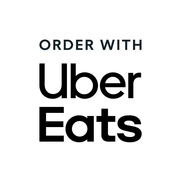 Text that reads 'Order with Uber Eats' in black letters on a white background.