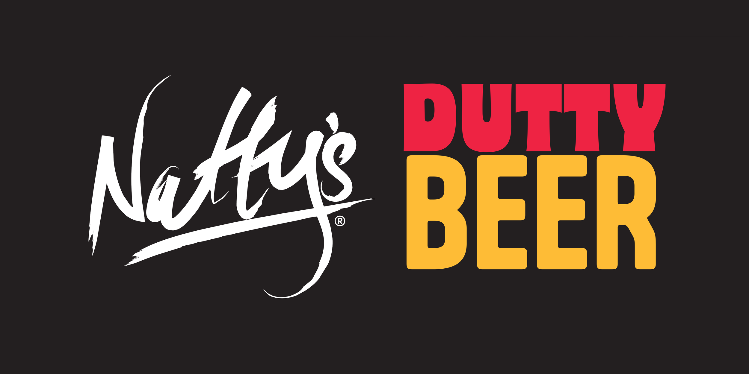 Logo with stylized white text 'Nattys' on black background and bold red and yellow text 'DUTY BEER'.