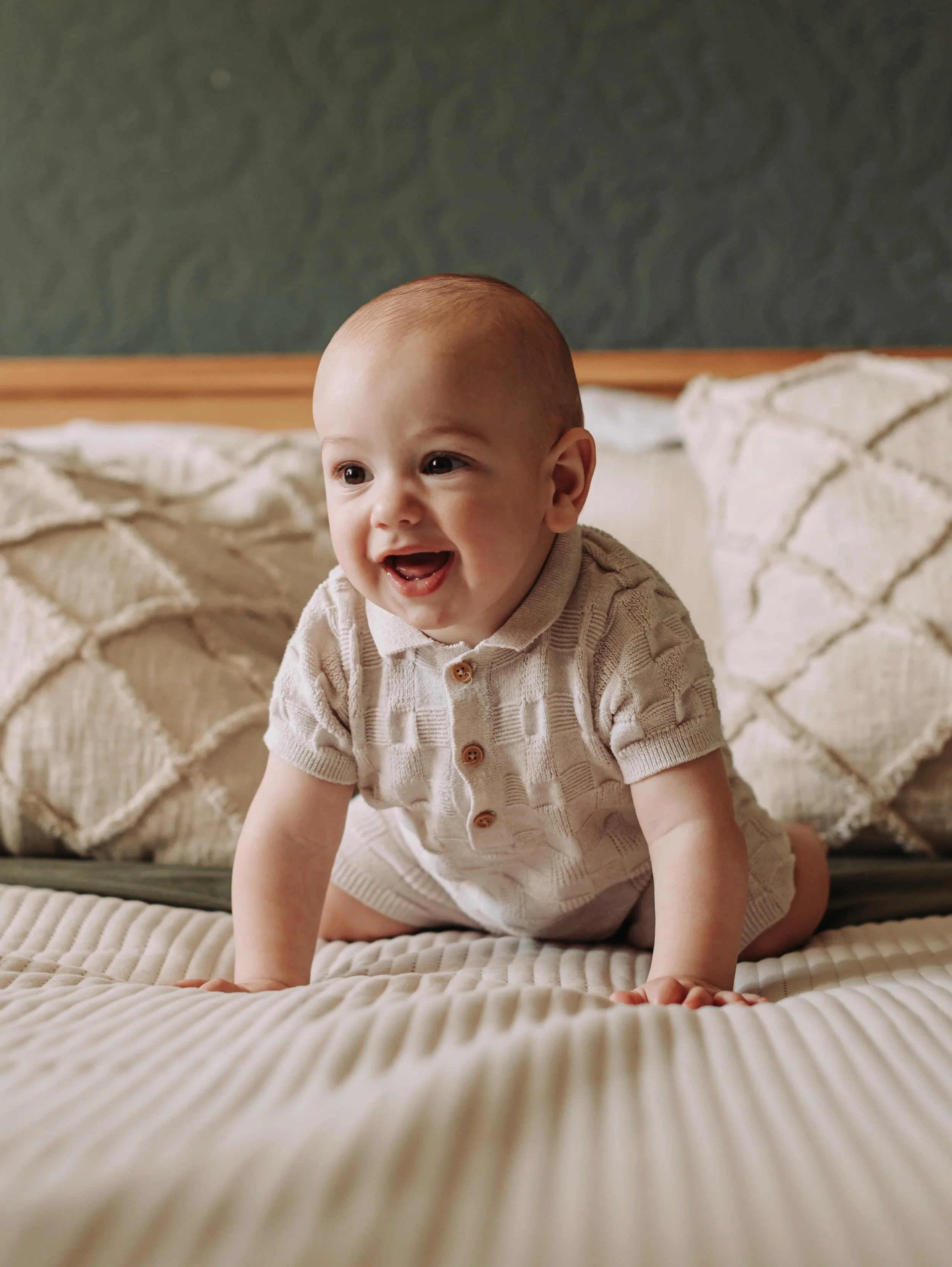 Oscar &amp; Meave were supposed to be photographed together but Oscar had a little allergic reaction and pushed his session back a few weeks. Better late than never though! Six months old, crawling since 5 and a half months, and absolutely none stop.